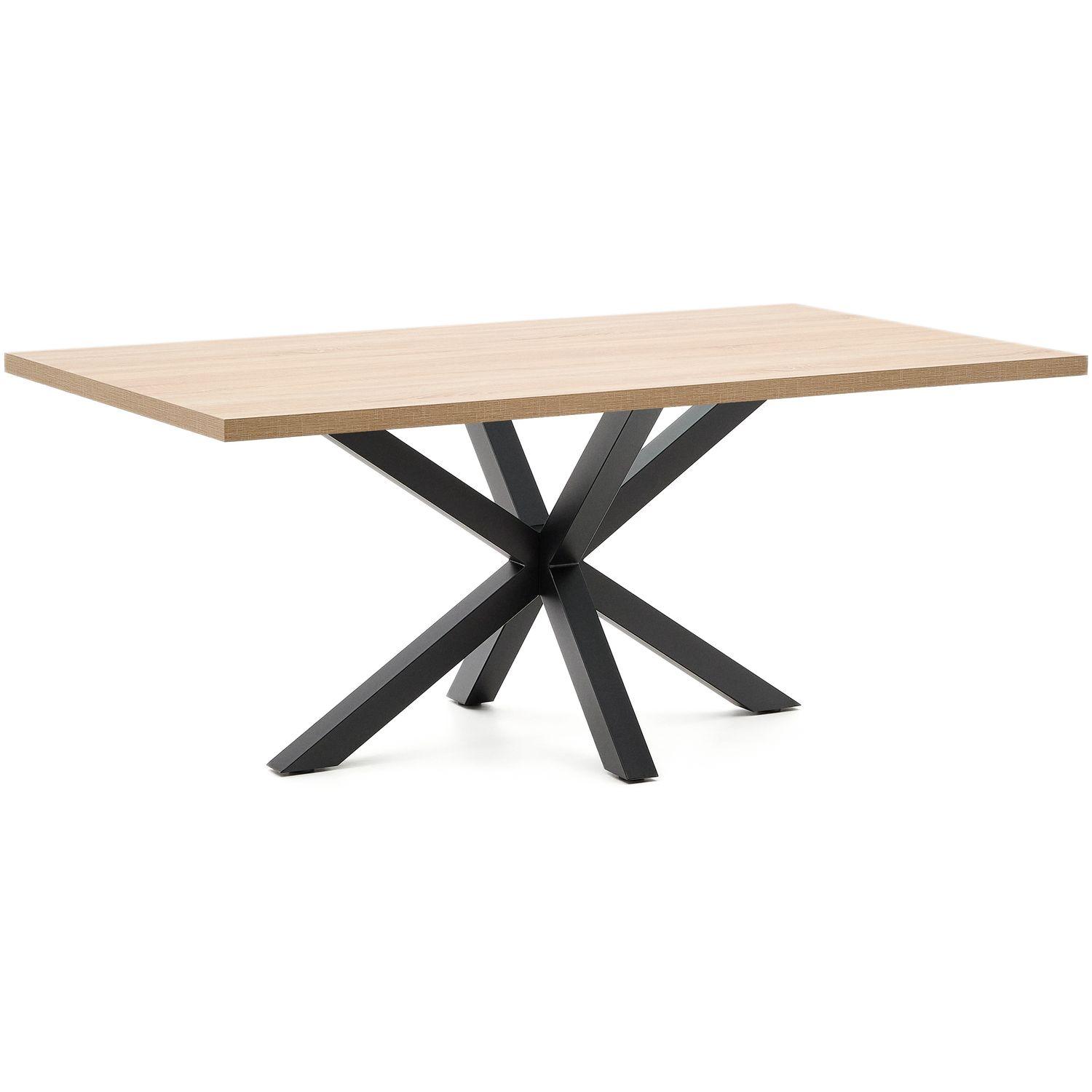 Argo Tisch 200 x 100 cm aus Melamin natur und schwarzen Stahlbeine