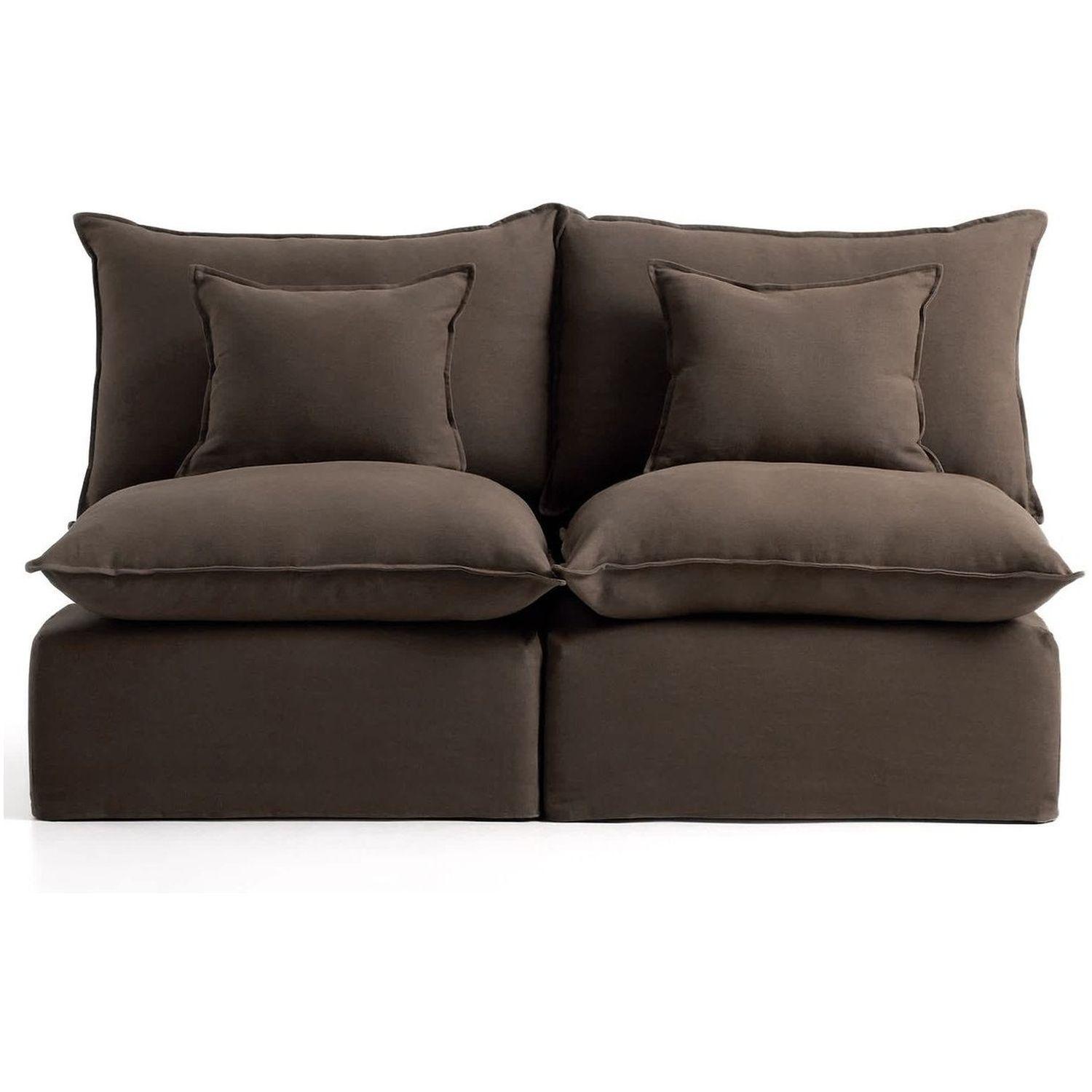 2-Sitzer-Modularsofa Anarela mit abnehmbarem Bezug aus Leinen in Taupe 180 cm FSC Mix Cr
