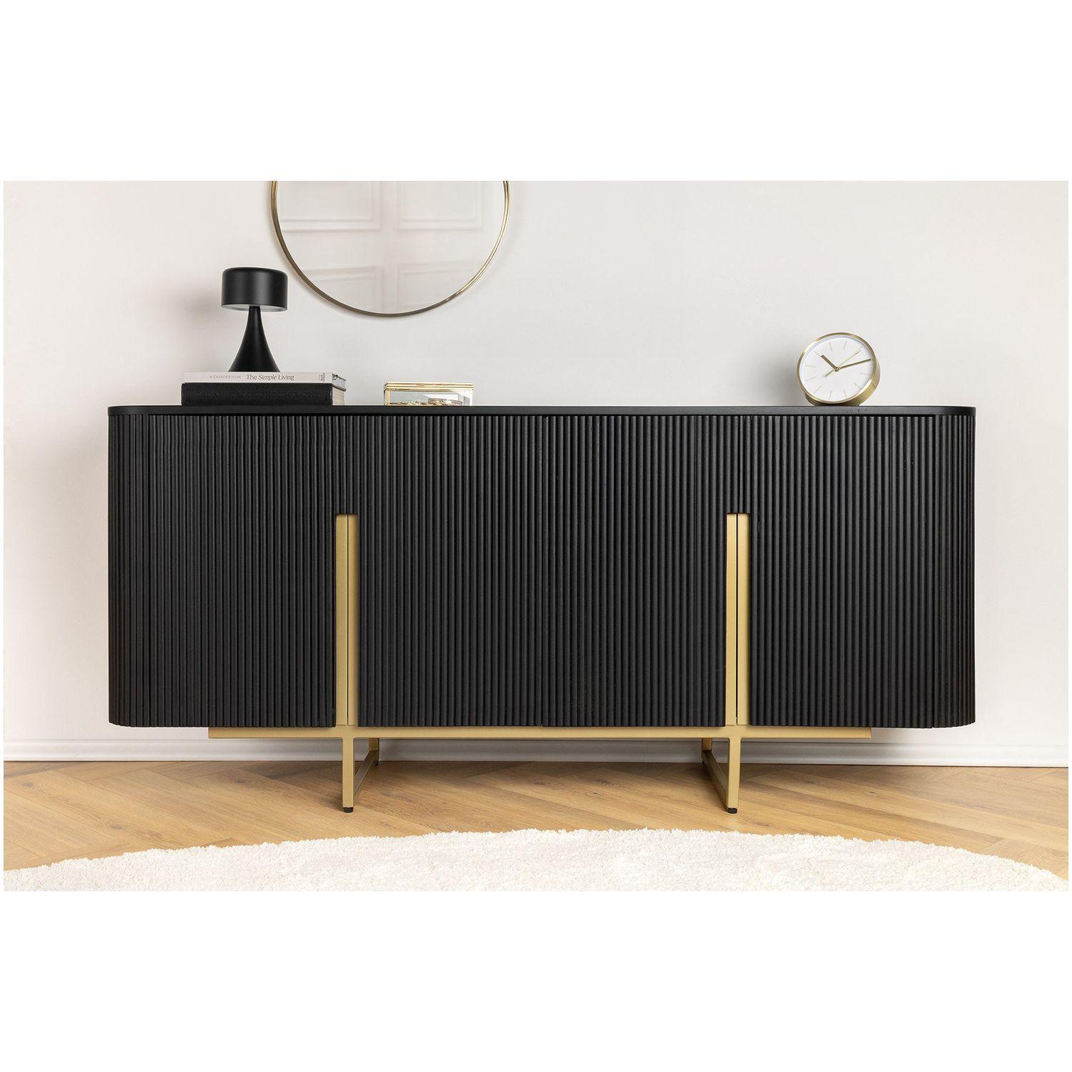 Sideboard abgerundet Cazeno Gold Mangoholz schwarz 160