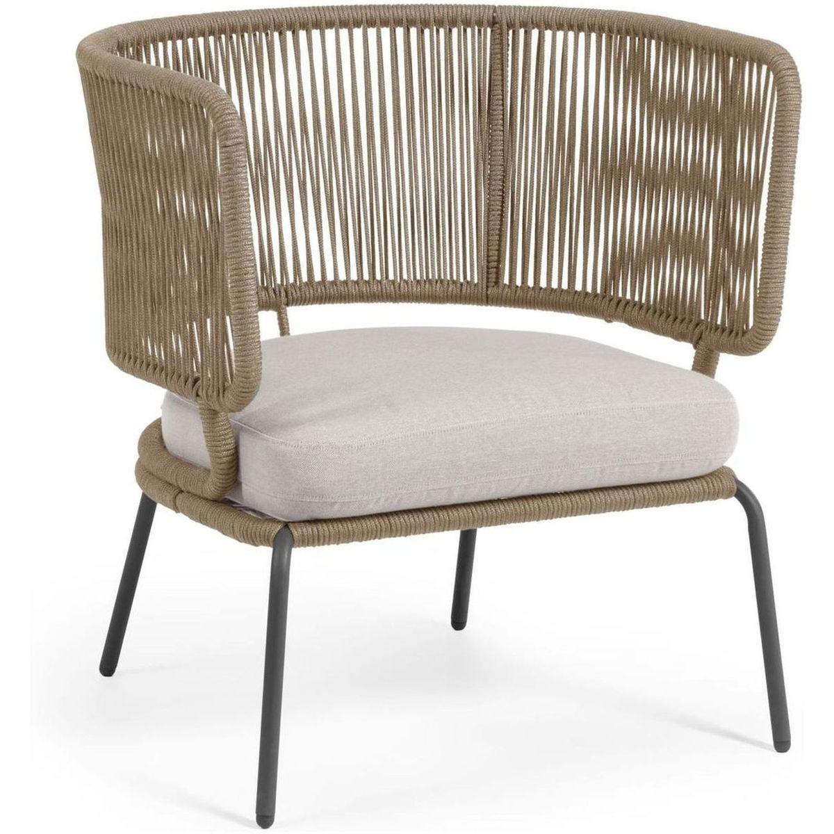 Gartensessel Aluminium Seil beige