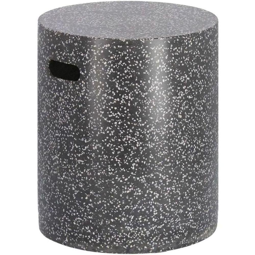 Jenell Outdoor Hocker aus Terrazzo schwarz 35x35