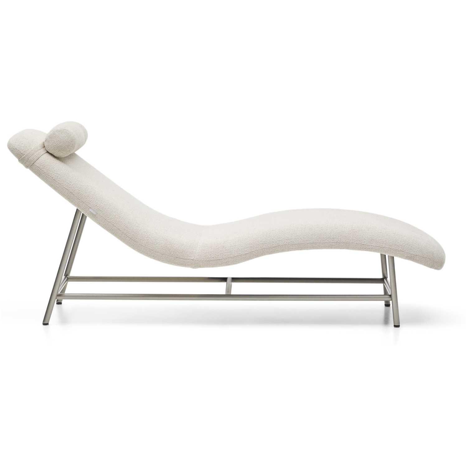 Liege Divan Osla mit beiger Chenille und Beinen aus gebürstetem Edelstahl 175 cm