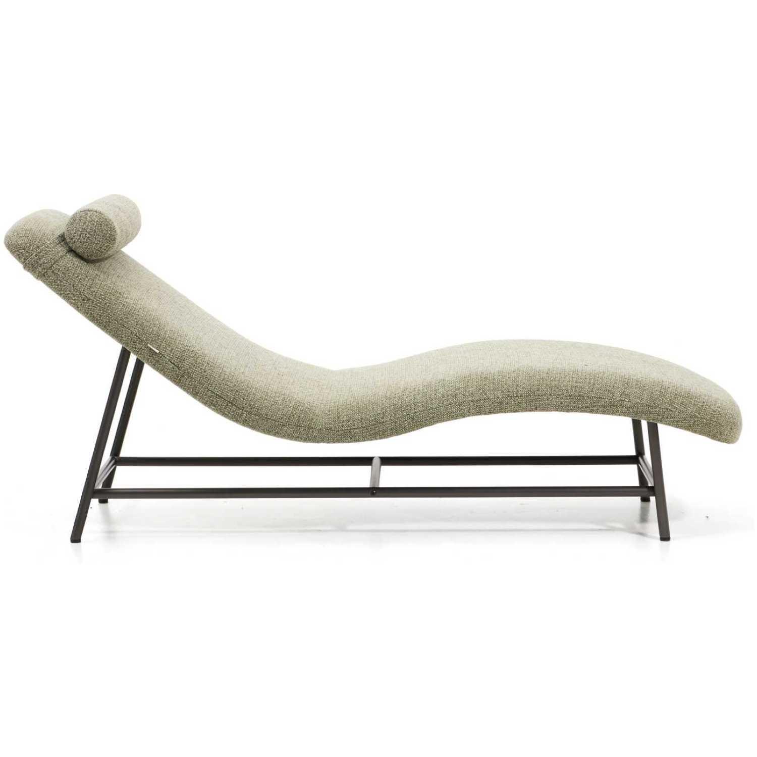 Liege Divan Osla mit grüner Chenille und Beinen aus gebürstetem Edelstahl 175 cm