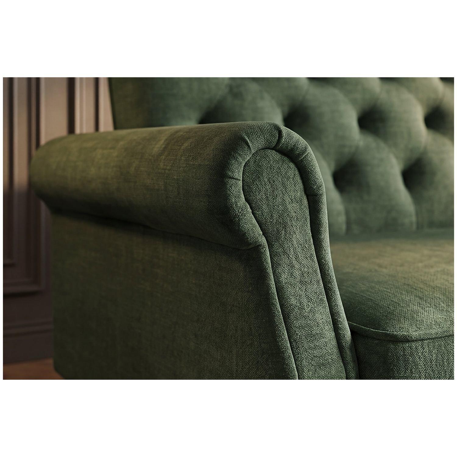 Bettsofa Chesterfield Landhaus Velvet Stoff grün 220