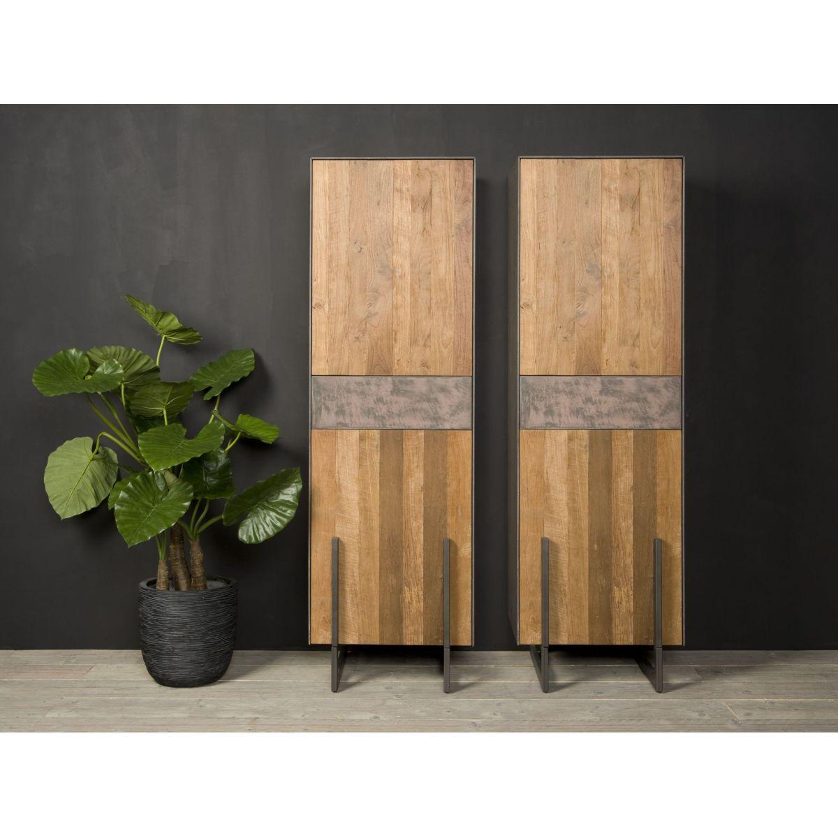 Massivholzschrank Rita 57x182 Teakholz links