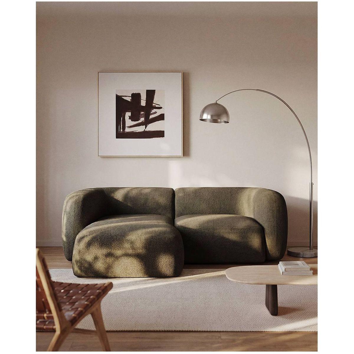 2-Sitzer-Modularsofa Martina mit Chenille und Chaiselongue links in Grün 230 cm