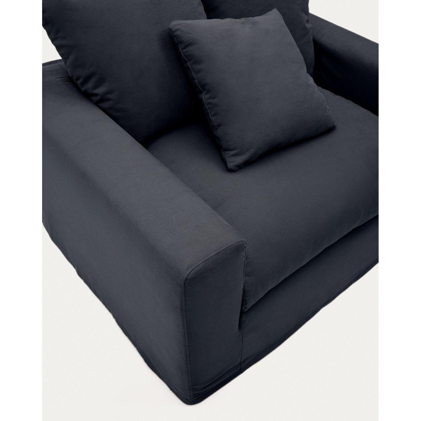 Bezug für Nora Loveseat Sessel aus Leinen und Baumwolle anthrazitgrau