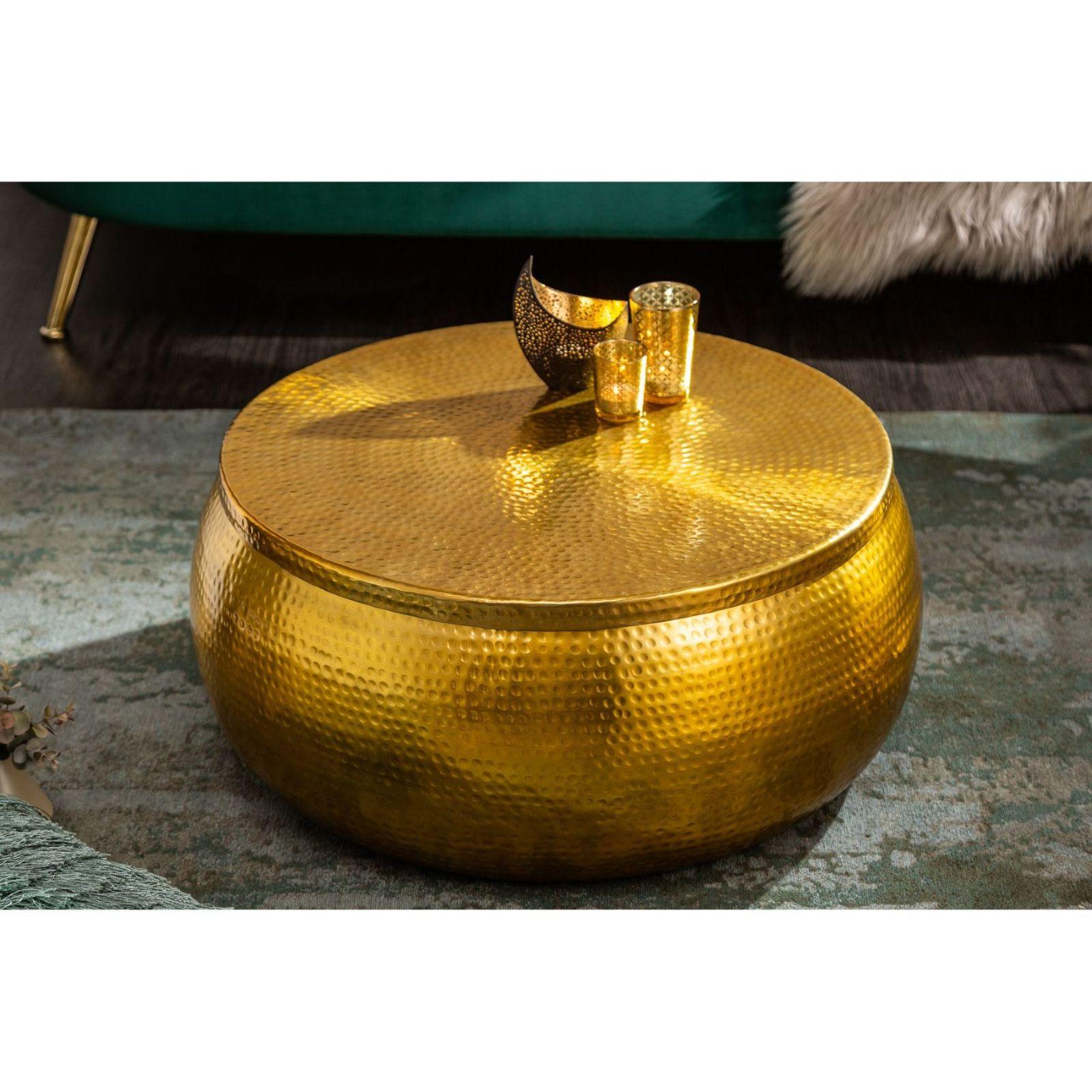 Couchtisch rund Bazzar Storage 70x70 Aluminium gold