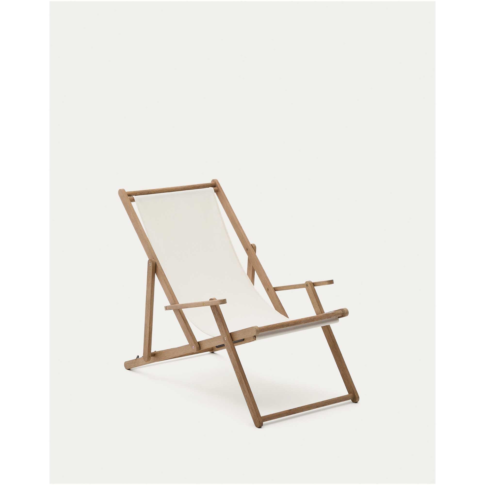 Klappbarer Outdoor-Liegestuhl Vilara in Weiss aus massivem Akazienholz FSC 100%