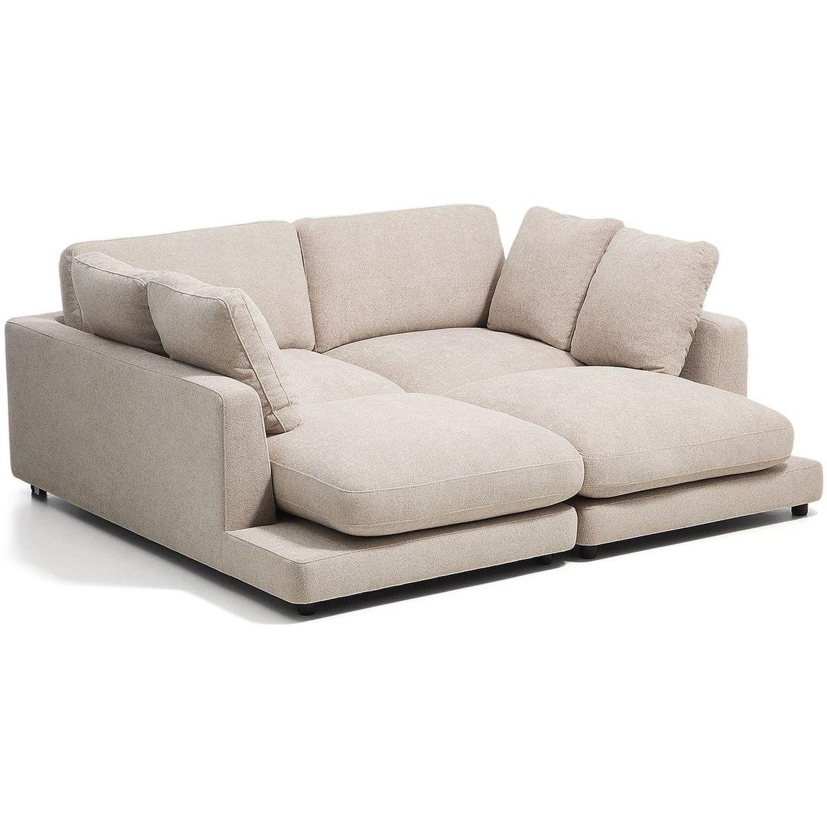 3-Sitzer-Sofa Gala aus Microbouclé mit doppelter Chaiselongue in Beige FSC Mix Credit 210x193