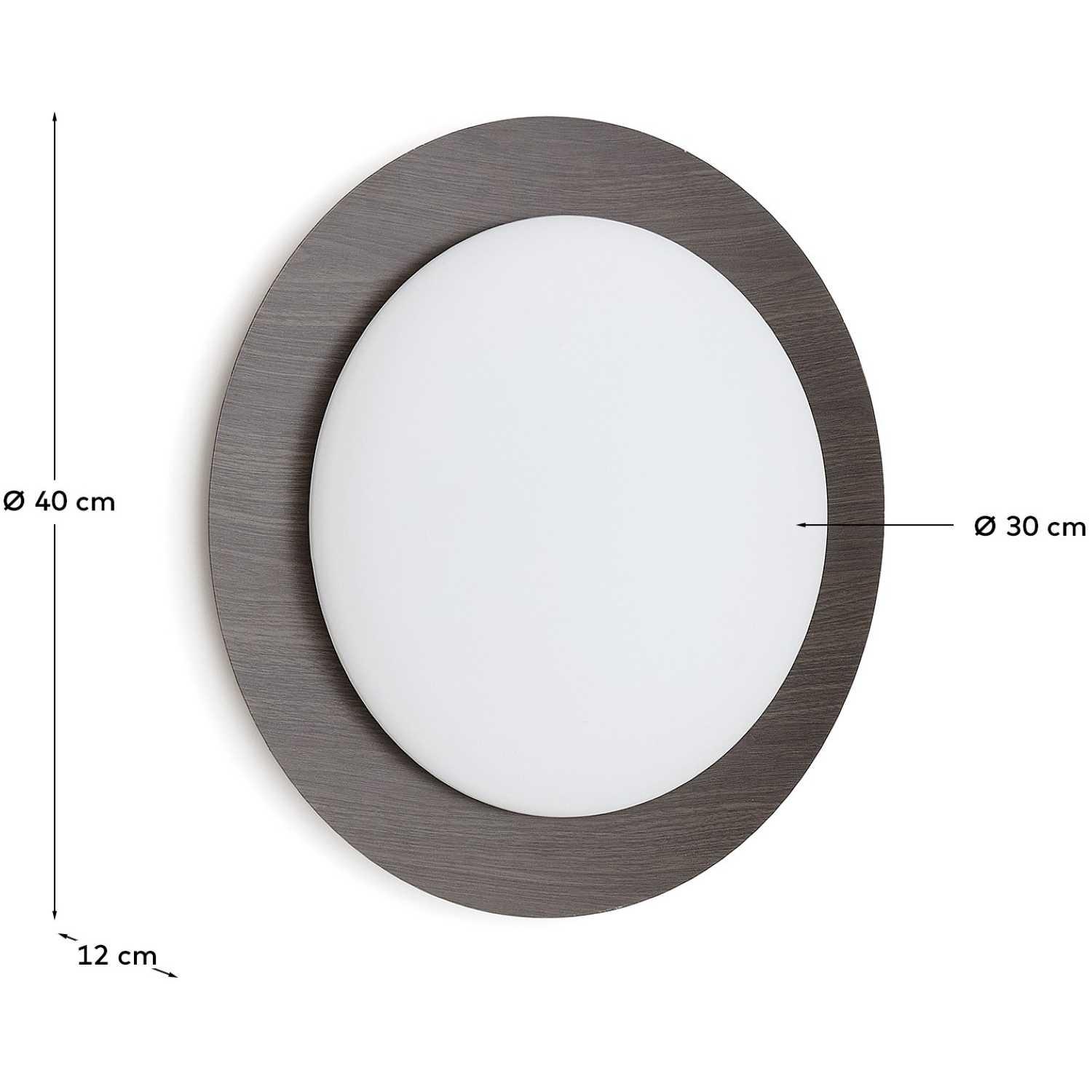 Deckenleuchte Novae Metall gebürstet Holzoptik dunkel Glas matt 40x40 (mit LED-Beleuchtung)