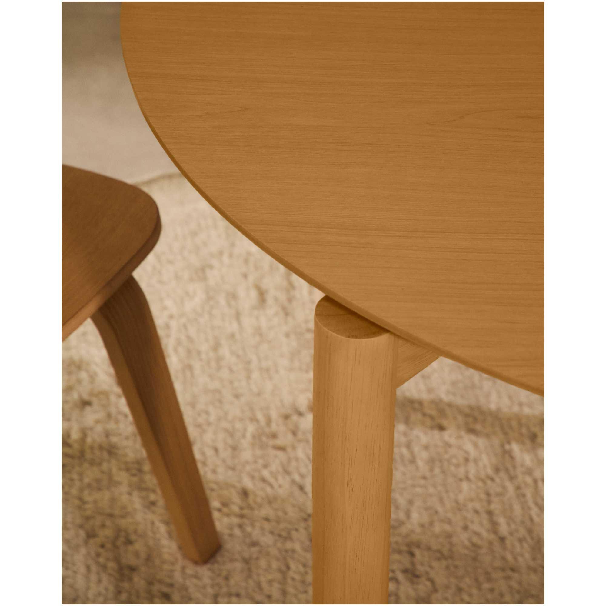 Esstisch Holztisch rund Indara Eschenholzfurnier und Kautschukholz natur 110x110