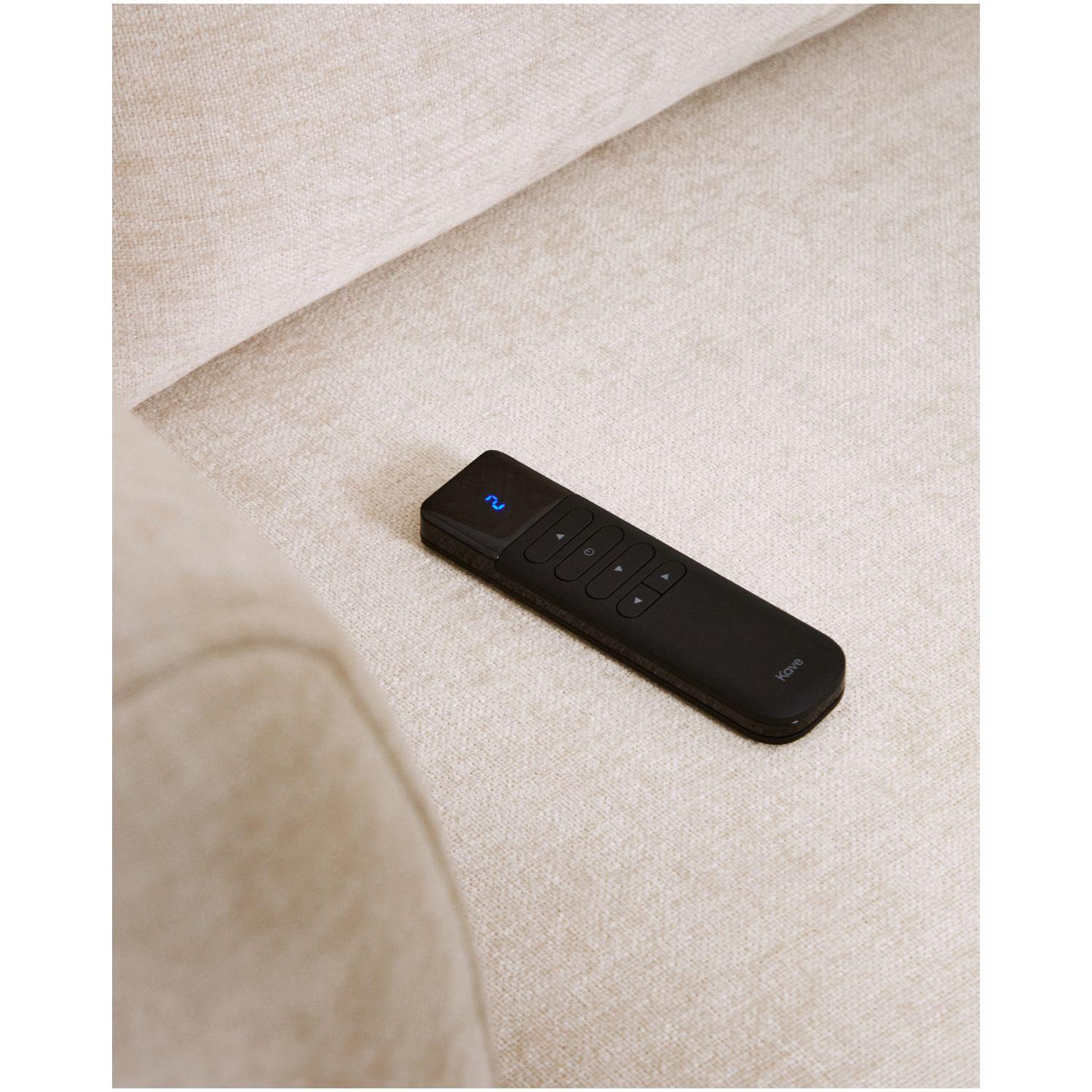 2-Sitzer-Sofa Lares mit elektrisch ausfahrbaren Sitzen und verstellbarer Kopfstütze in beiger Chenille 150 cm