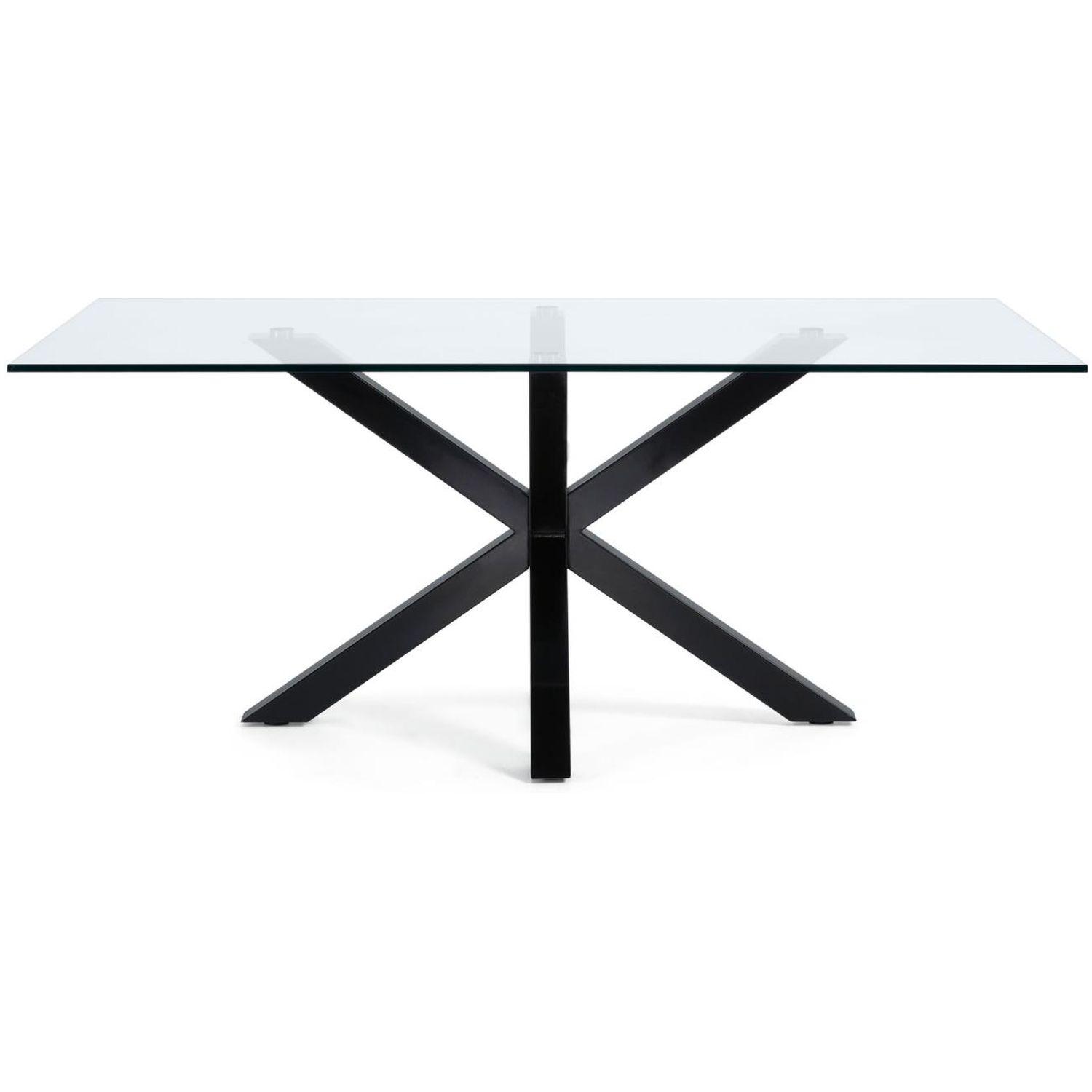 Argo Tisch aus Glas und Stahlbeine mit schwarzem Finish 200 x 100 cm