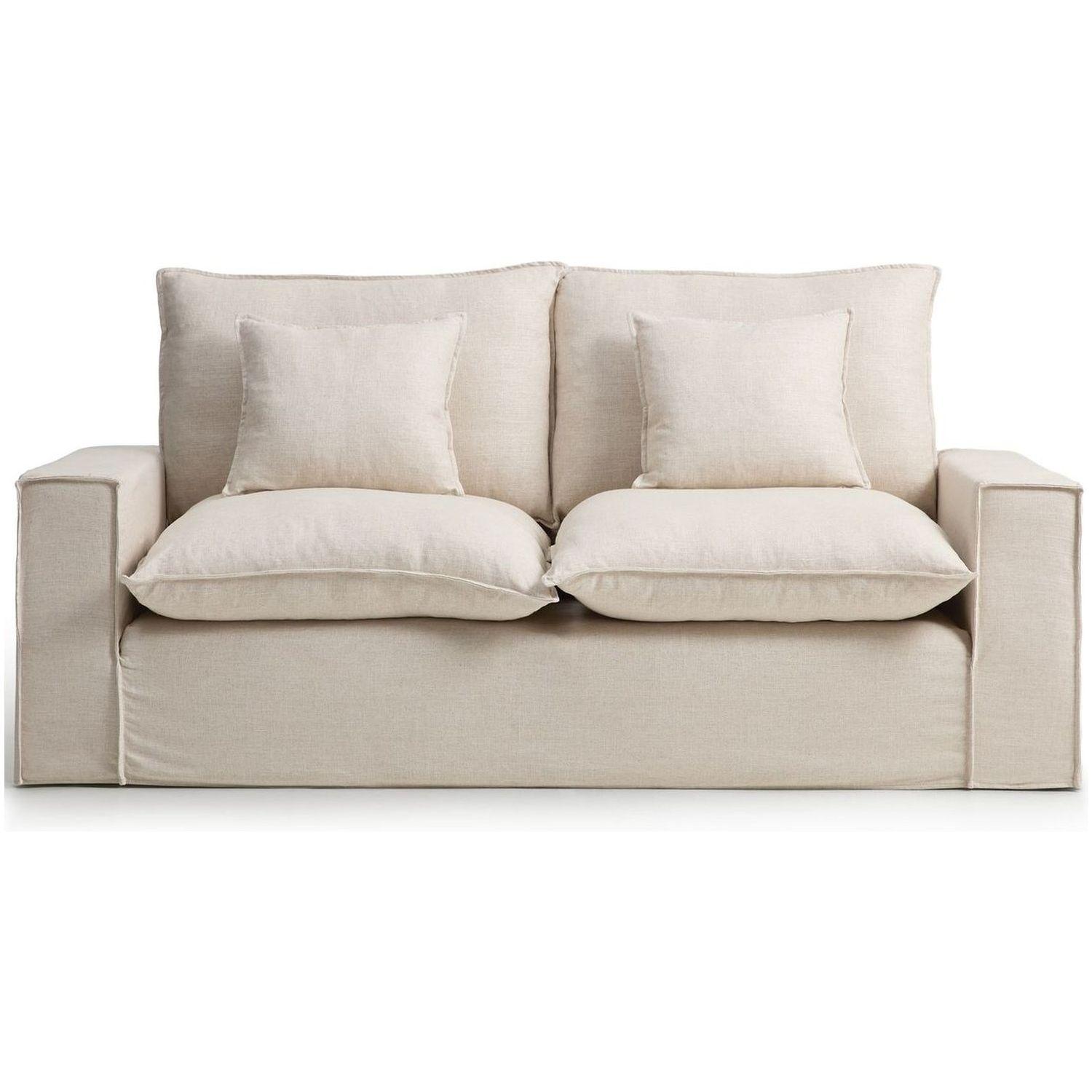 2-Sitzer-Sofa Anarela mit abnehmbarem Bezug aus Leinen und Viskose in Beige 220 cm FSC M