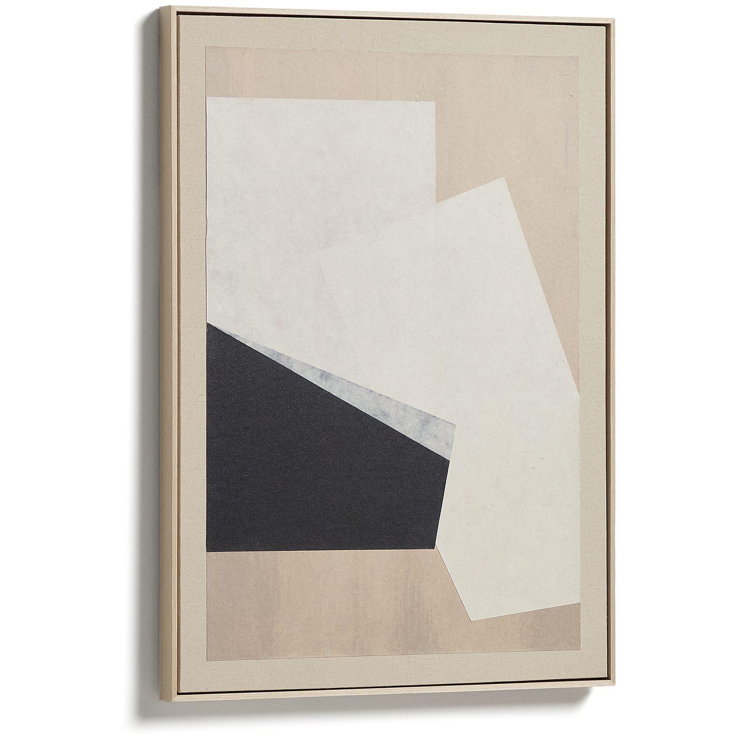 Abstraktes Bild Varo aus Papier und Leinen in Beigetönen 50 x 70 cm