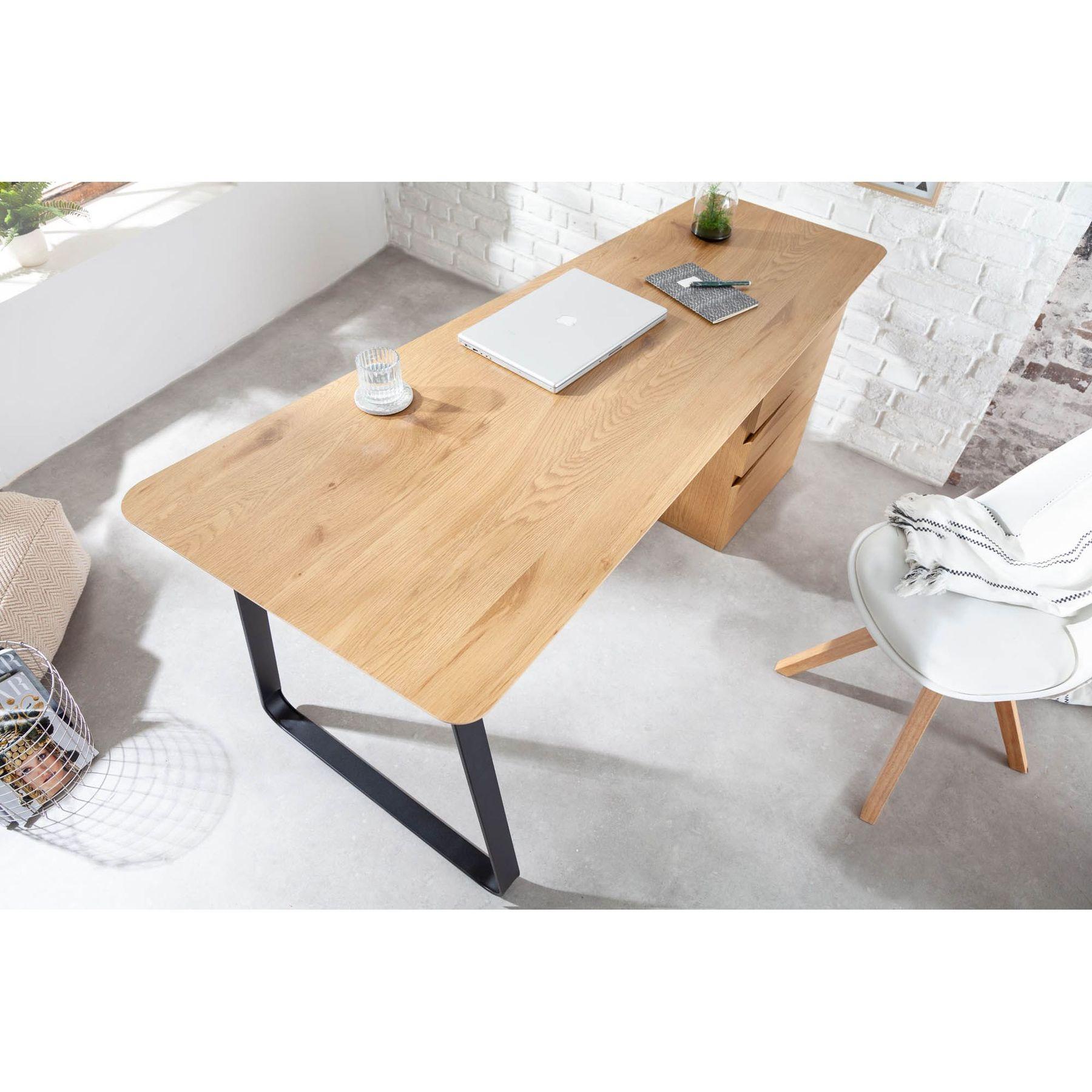 Schreibtisch Basic Studio Eichenholzfurnier (mit Schubladenkorpus)