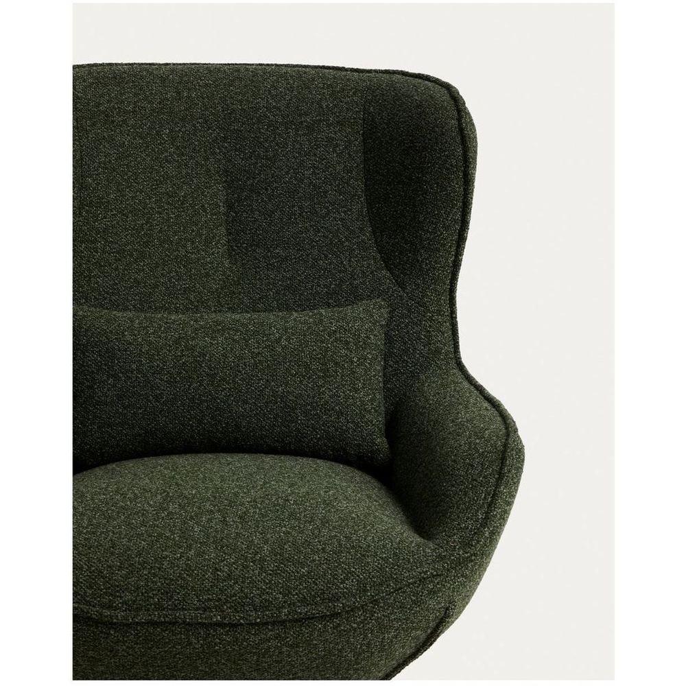Drehsessel Sorile mit dunkelgrüner Chenille und schwarz lackiertem Stahl FSC 100%