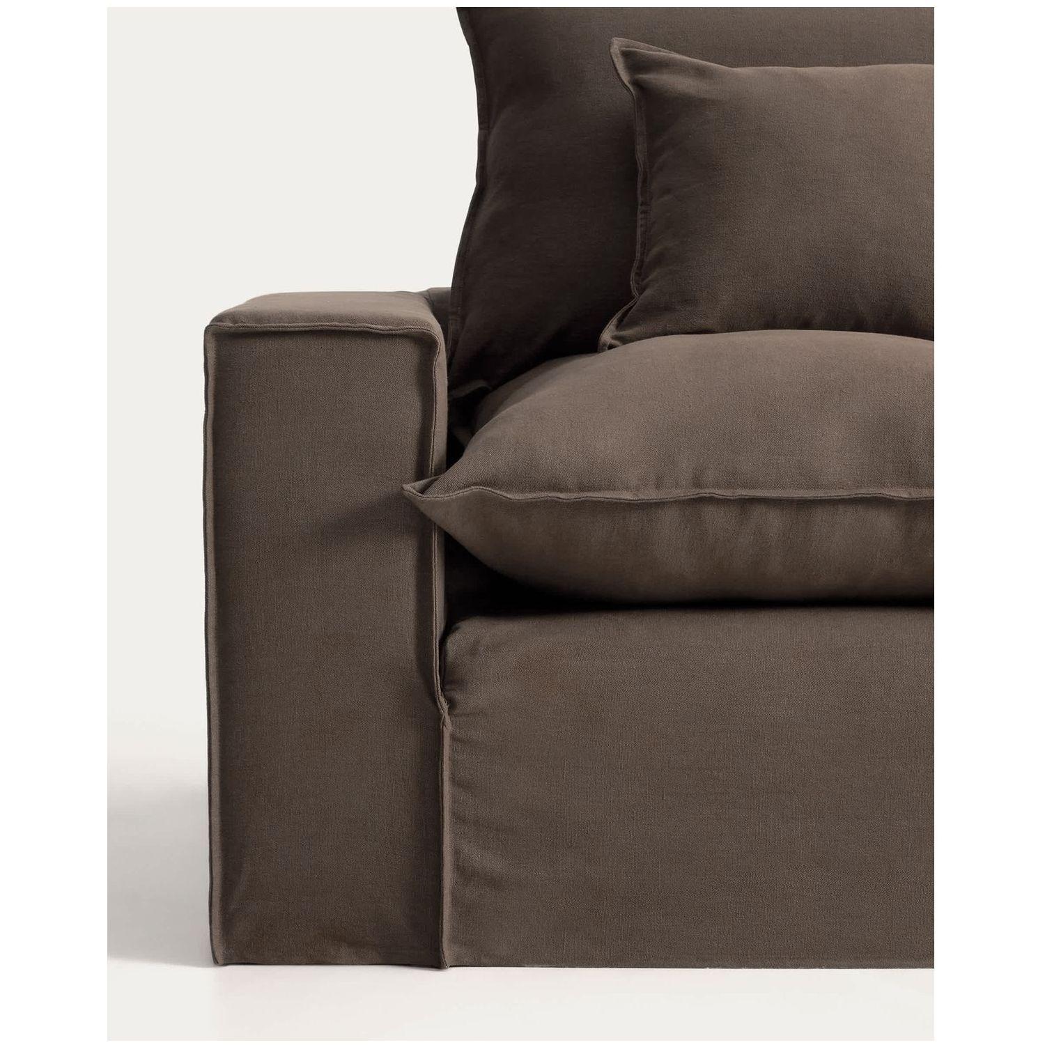 2-Sitzer-Sofa Anarela mit abnehmbarem Bezug aus Leinen in Taupe 220 cm FSC Mix Credit