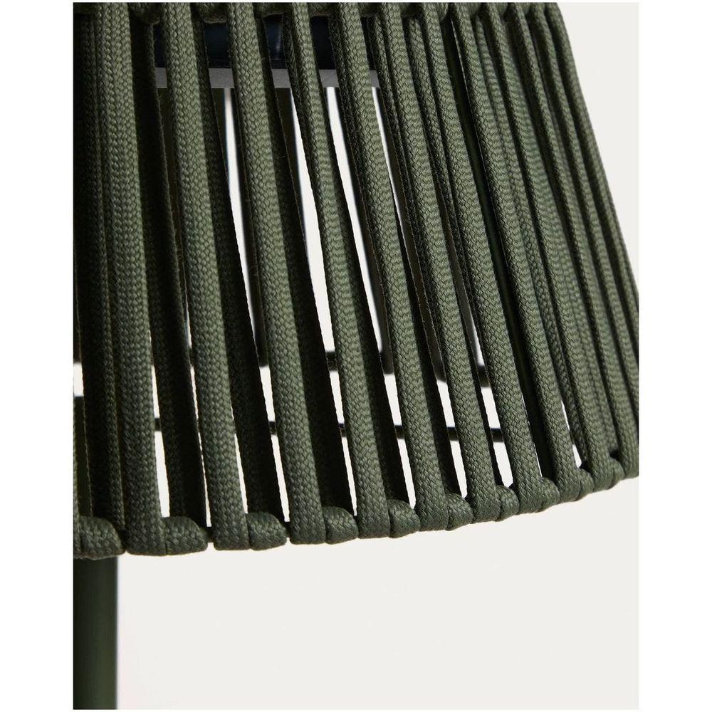 Outdoor-Solar-Stehlampe Aldet aus flachem Seil mit grünem Metallfuss 46x46