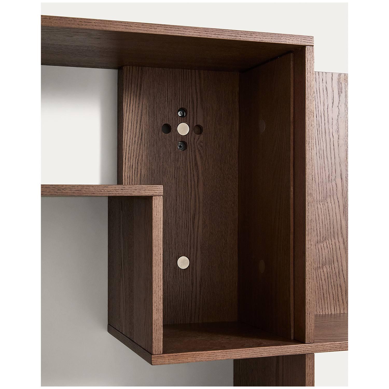 Modularregal Ina aus Eschenfurnier mit Finish in Nussbaumton 80x80 FSC 100%