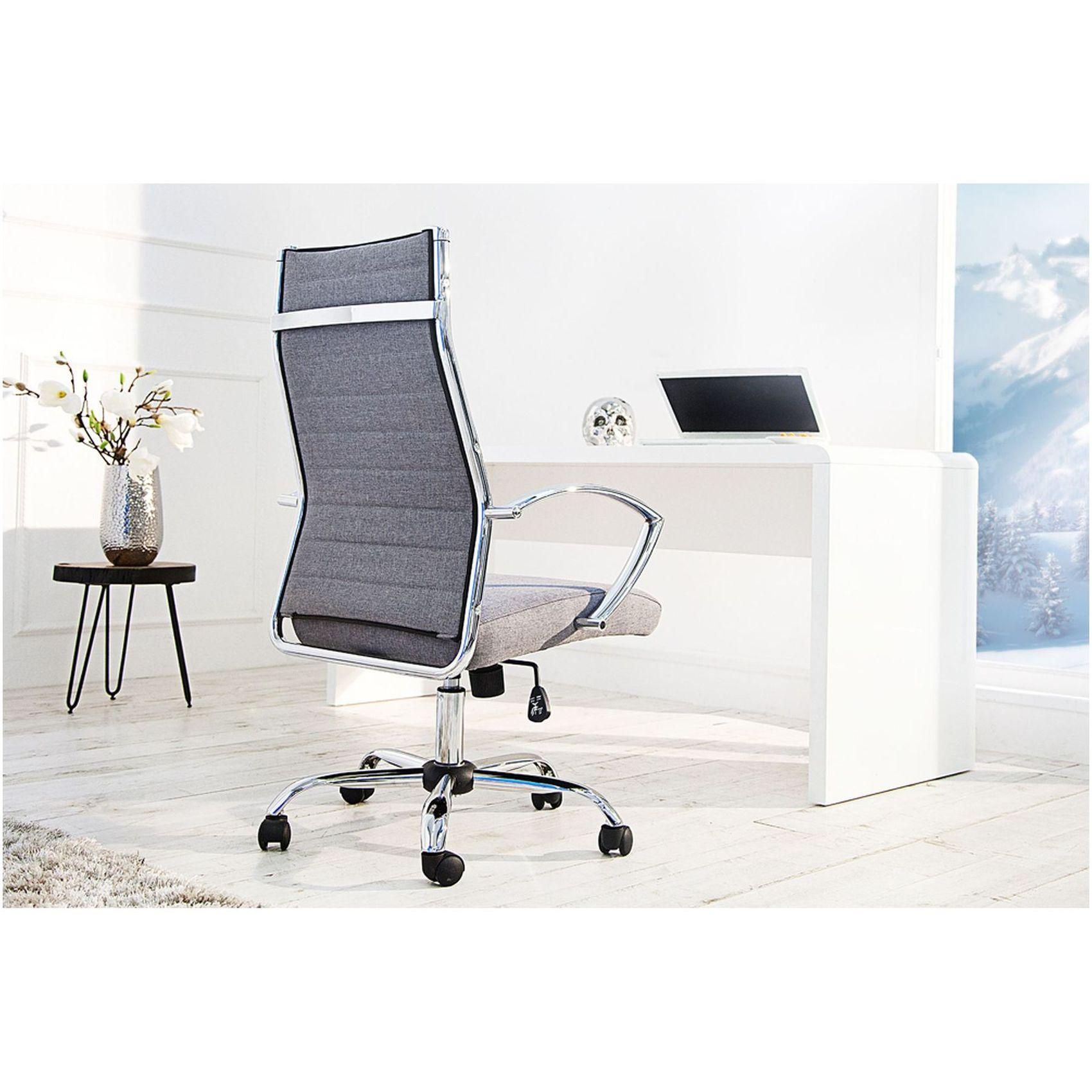 Büro Drehstuhl Chrom Strukturstoff grau
