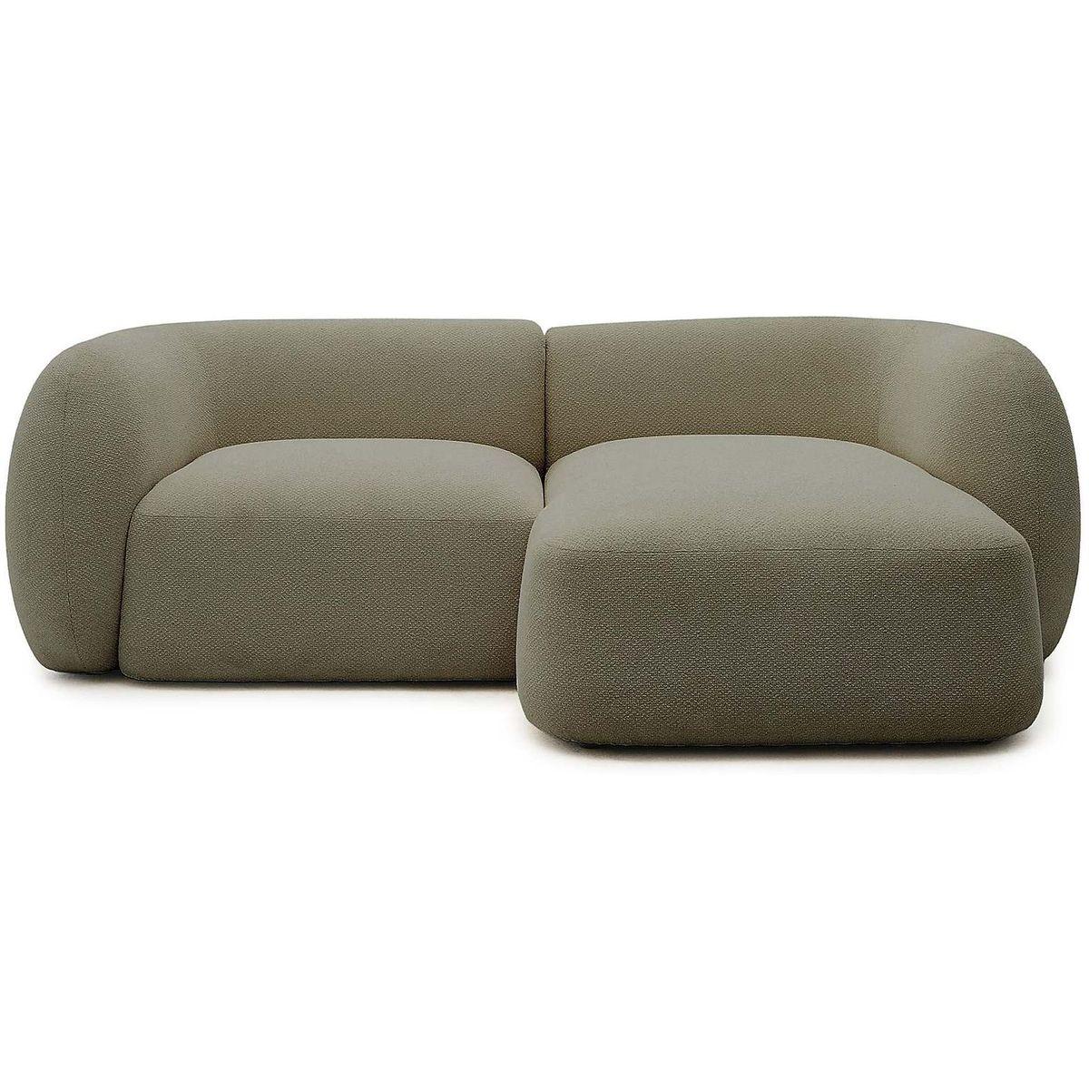 2-Sitzer-Modularsofa Martina mit Chenille und Chaiselongue rechts in Grün 230 cm