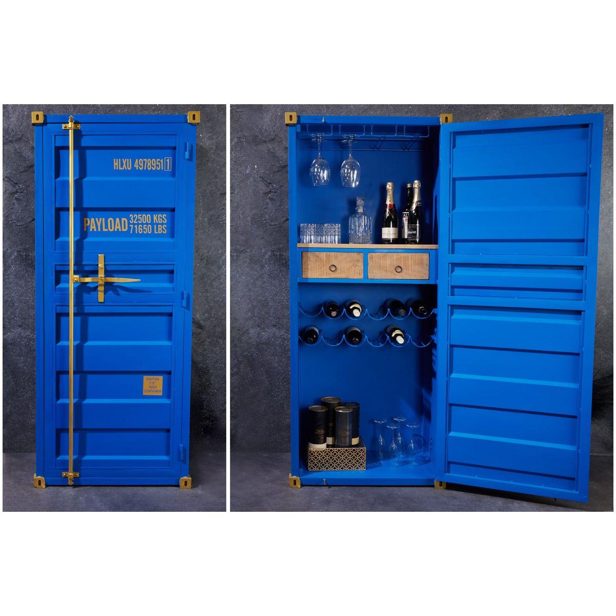 Barschrank Container Metall blau 76x180