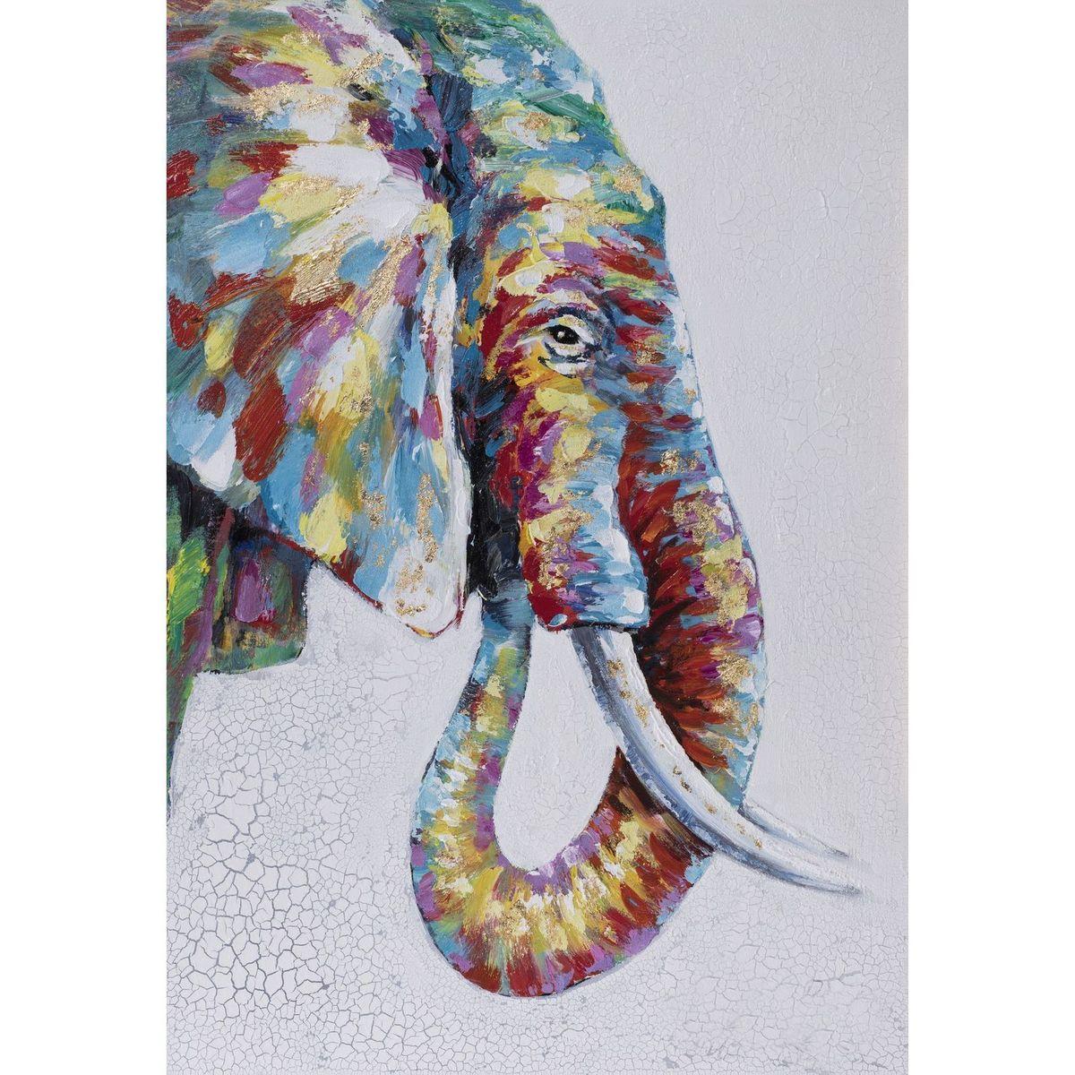 Ölbild Elefant bunt 80x100 (handgemalt)