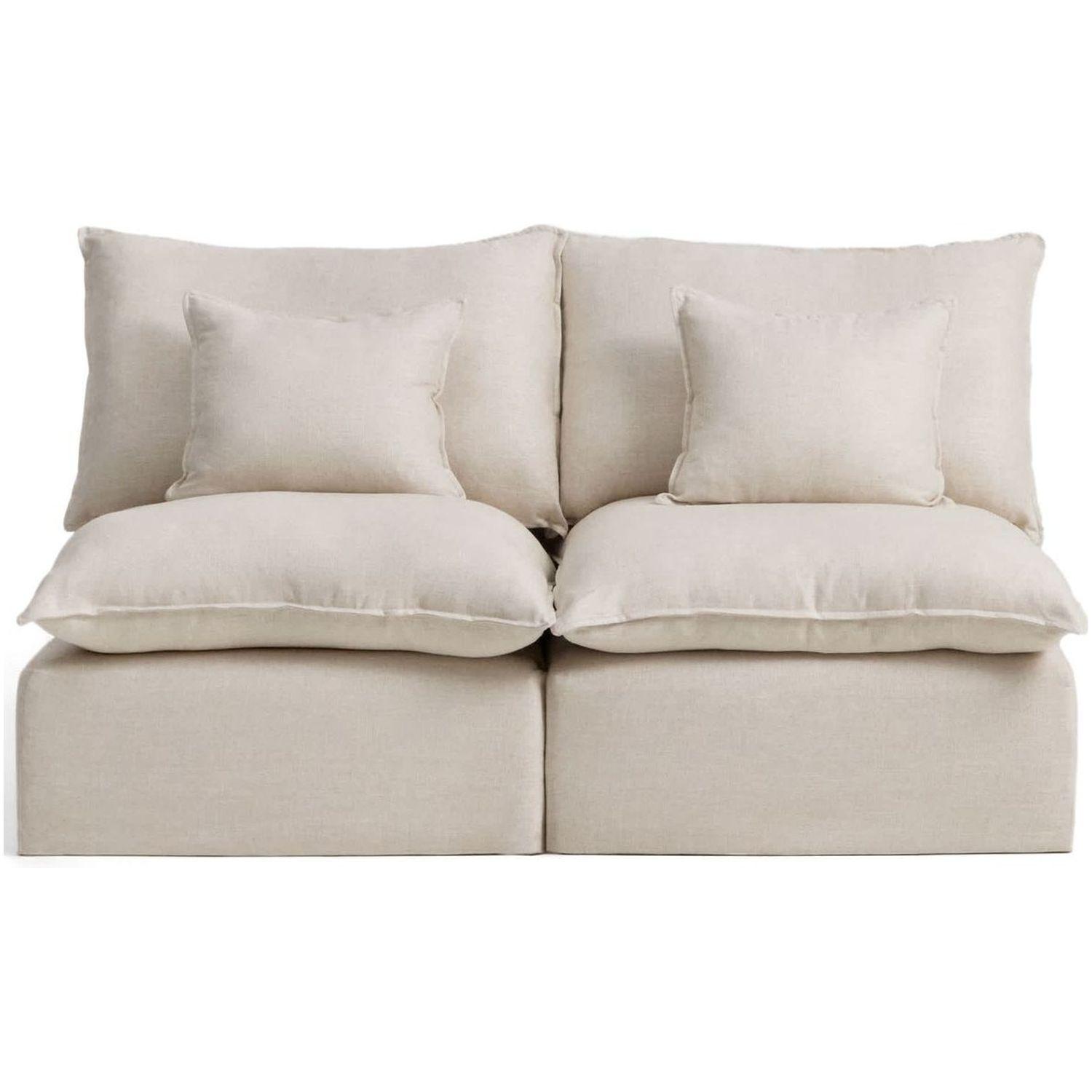 2-Sitzer-Modularsofa Anarela mit abnehmbarem Bezug aus Leinen und Viskose in Beige 180 cm