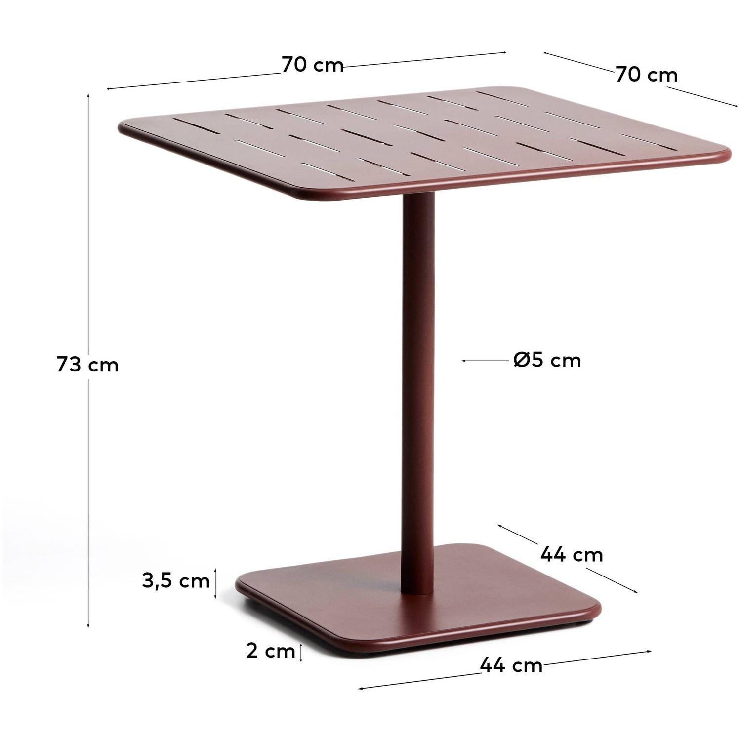 Gartentisch Bistro quadratisch Brai verzinkter Stahl granatarot 70x70