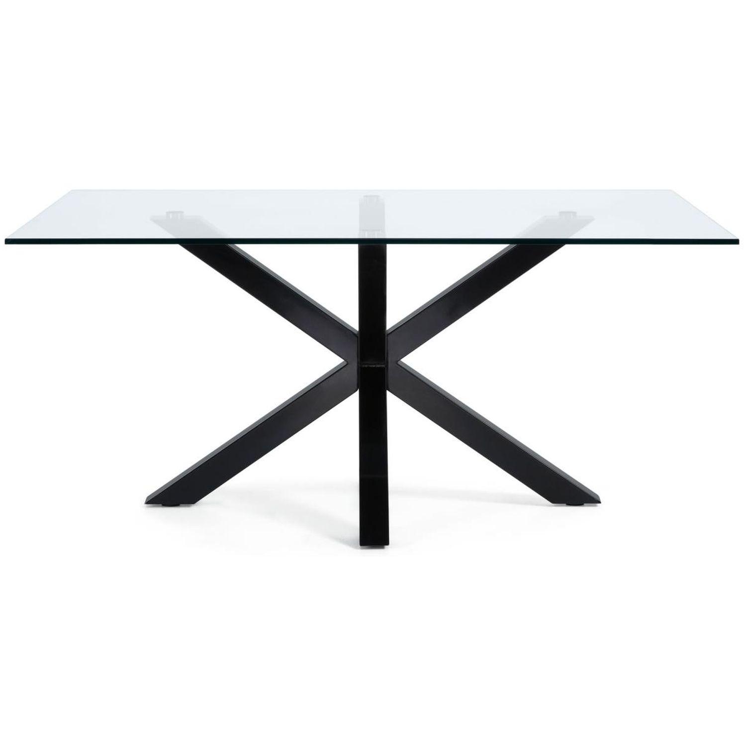 Argo Tisch aus Glas und Stahlbeine mit schwarzem Finish 160 x 90 cm
