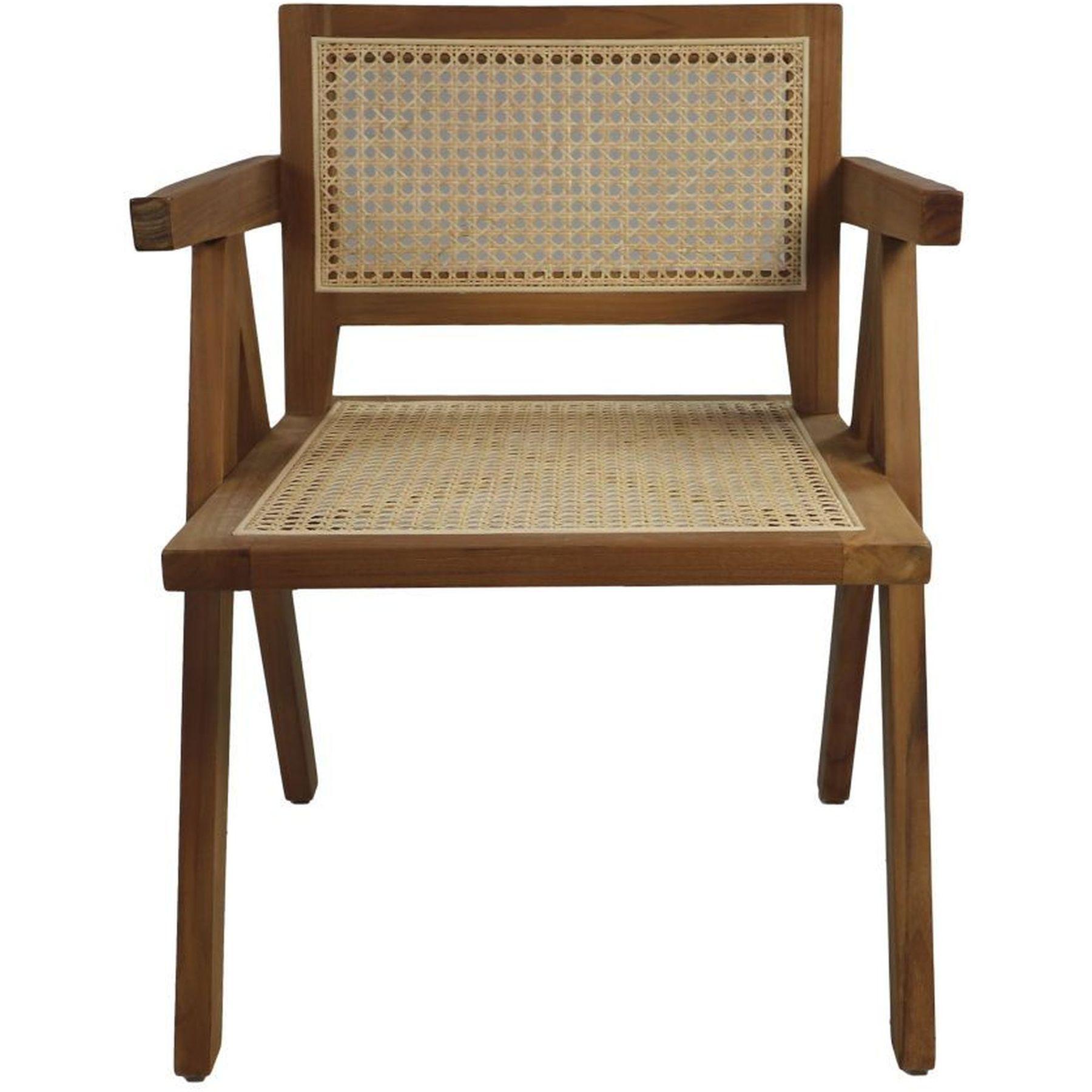Holzsessel mit Armlehne Ubud Teakholz Wiener Geflecht natur