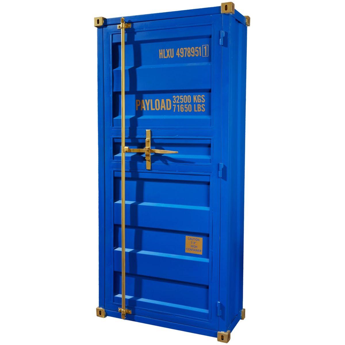 Barschrank Container Metall blau 76x180