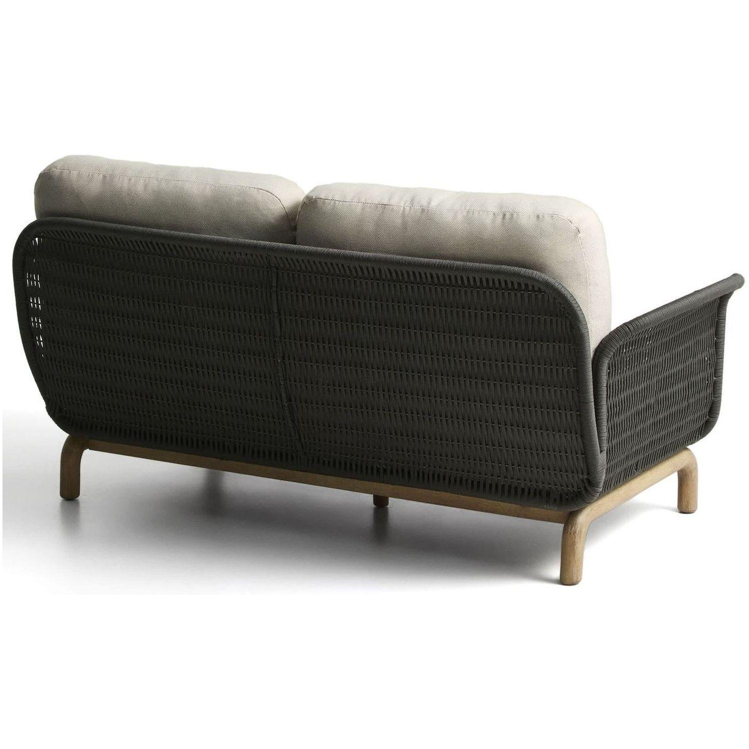 Gartensofa 2-Sitzer Alipa Akazienholz massiv Seil dunkelgrau 165