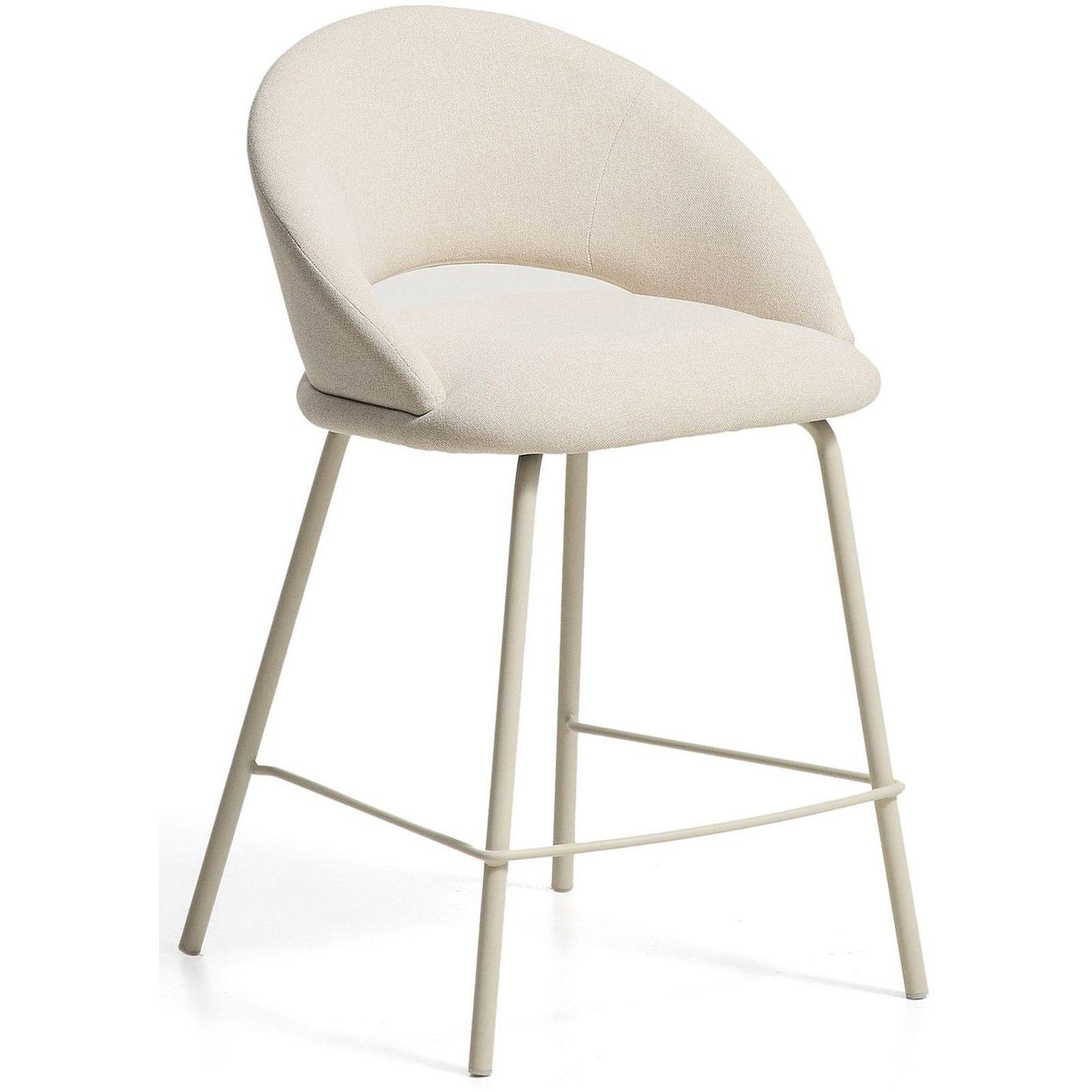 Barhocker Bonali mit beiger Chenille und beigen Metallbeinen FSC Mix Credit 65 cm
