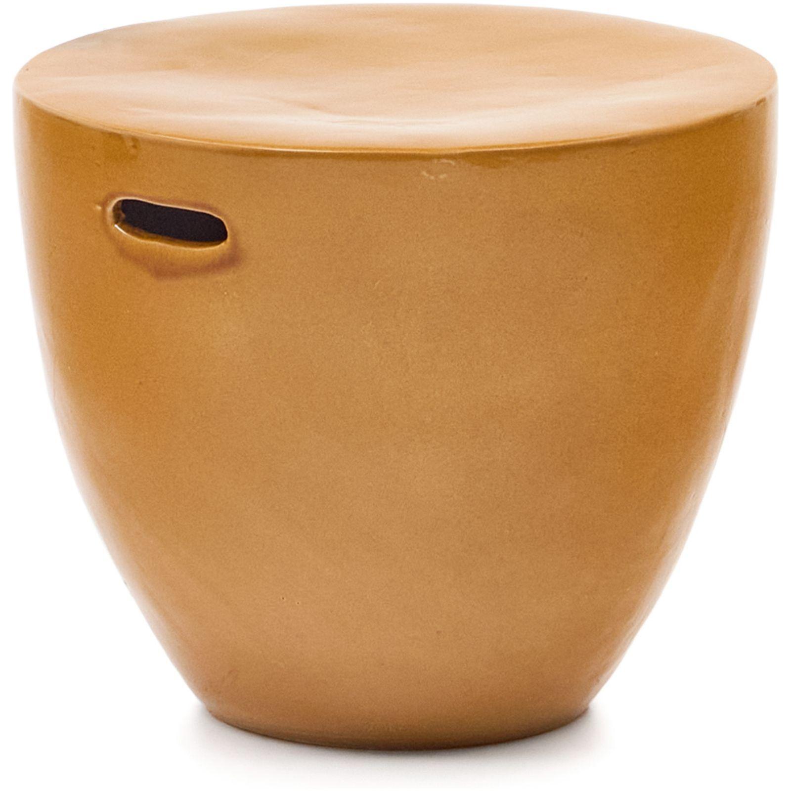 Beistelltisch Mesquida Outdoor Keramik senffarbenem Glasurfinish 45x45