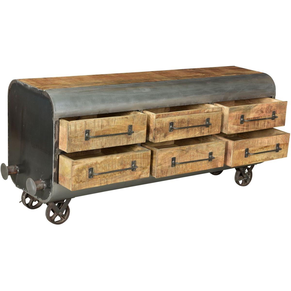 Lowboard Kommode Wagon Vintage Eisen Mangoholz 150
