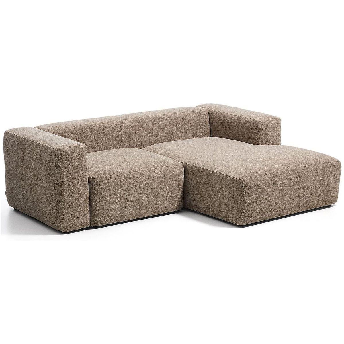 2-Sitzer-Sofa Blok mit Chaiselongue rechts in brauner Chenille 240 cm FSC Mix Credit