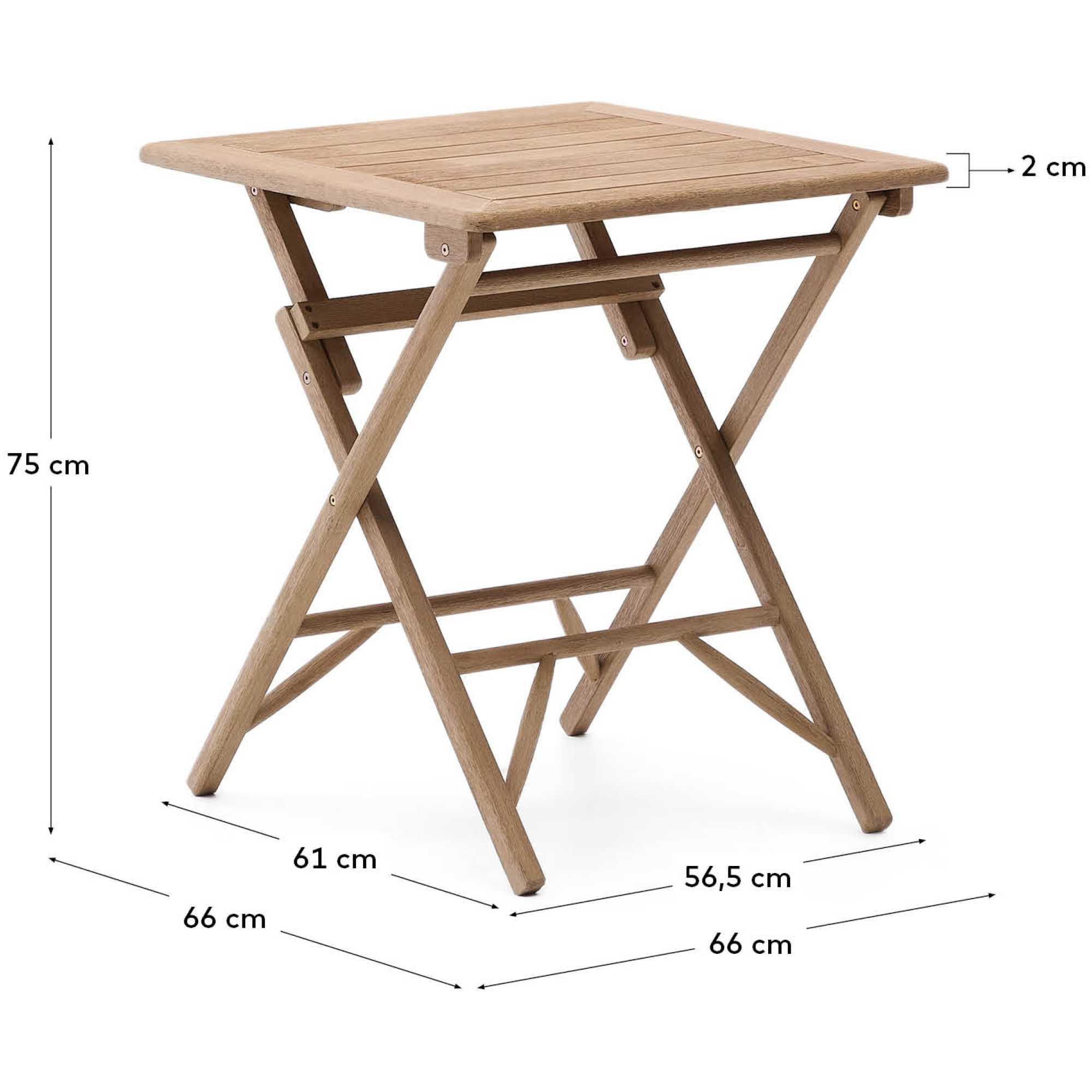 Garten Klapptisch Dandara aus massivem Akazienholz 66x66 FSC 100 %