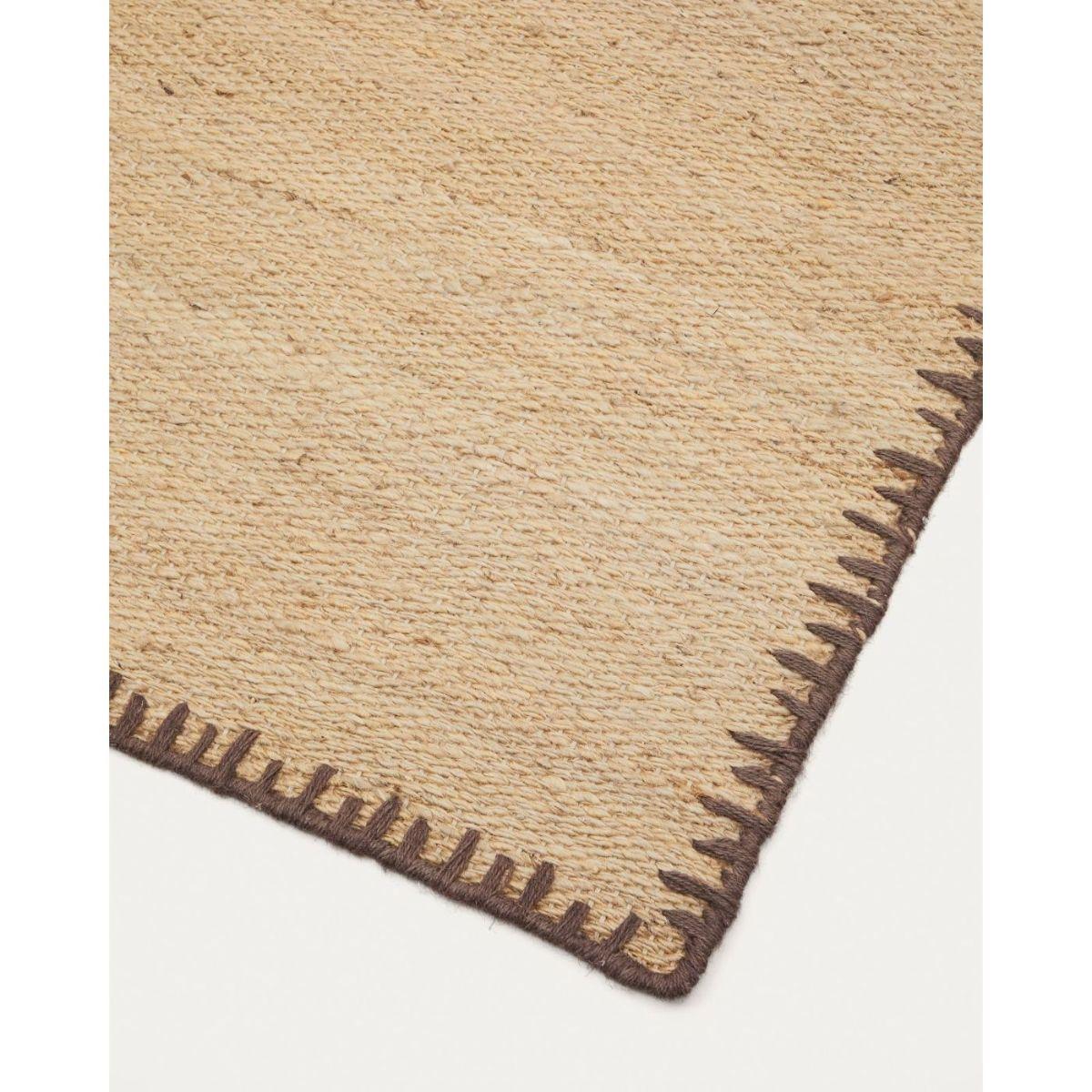 Sorina Teppich aus Jute natur mit braunem Rand 200 x 300 cm