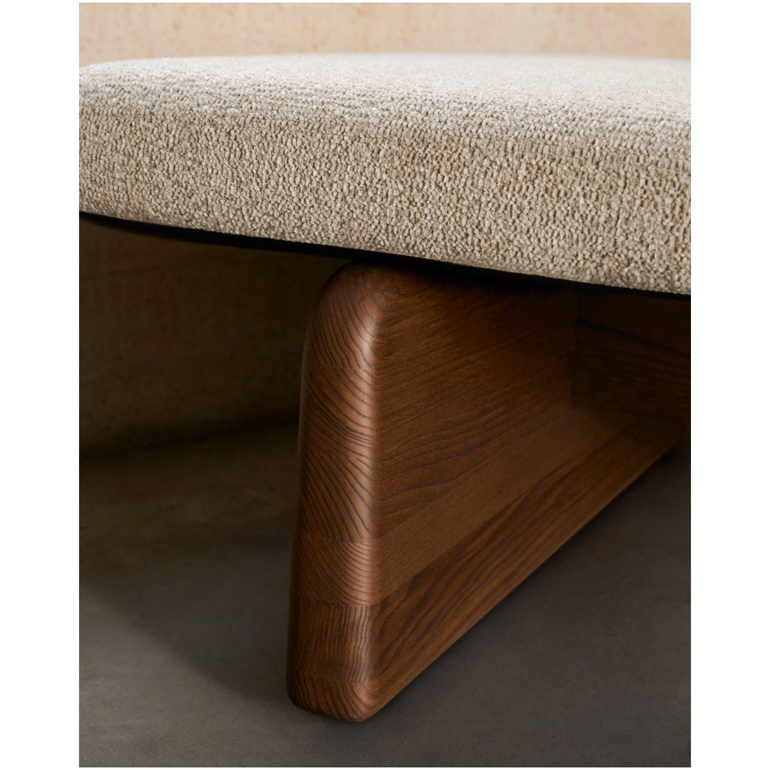 Chaiselongue Topaz aus beigefarbenem Chenille und massivem Eschenholz mit Walnuss-Finish 2
