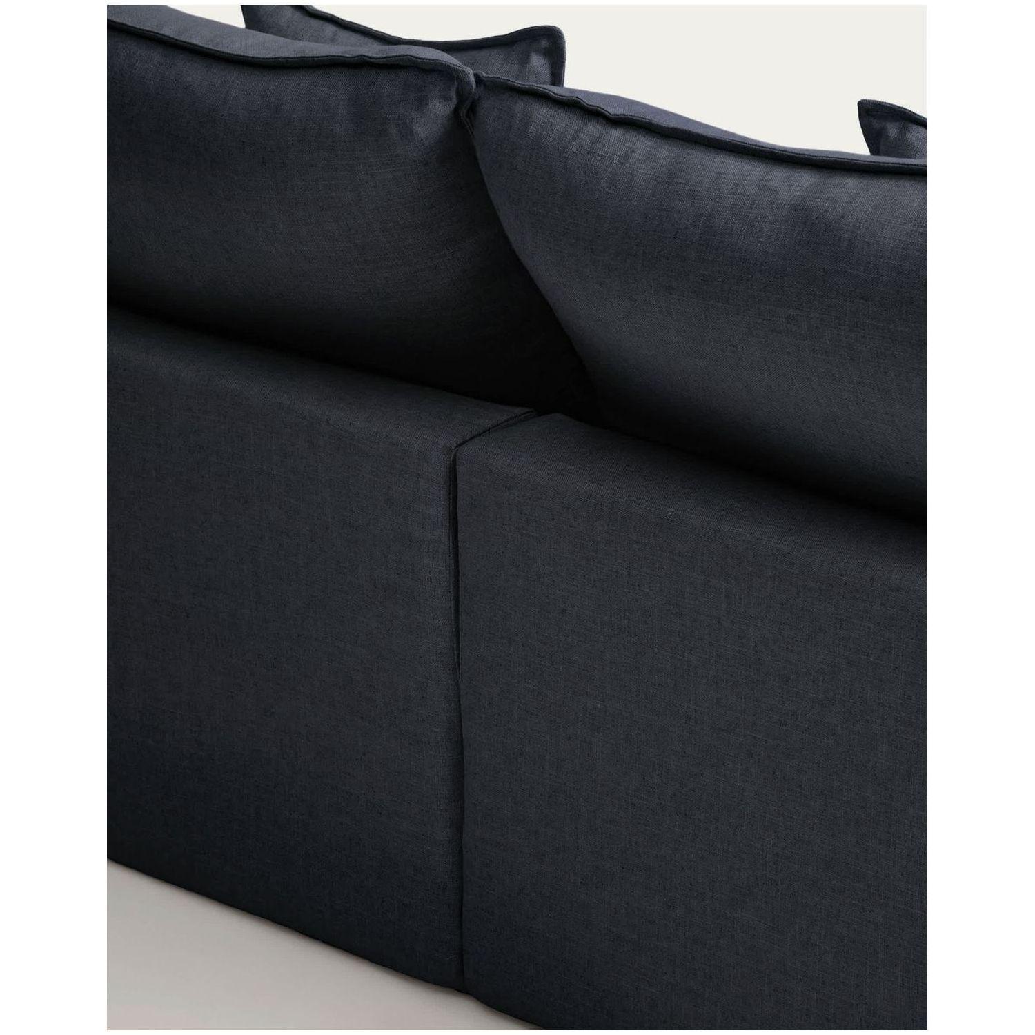 2-Sitzer-Modularsofa Anarela mit abnehmbarem Bezug aus Leinen und Viskose in Dunkelgrau 1
