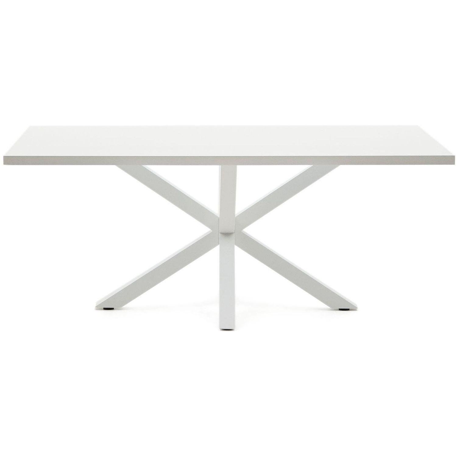 Argo Tisch 200 x 100 cm mit Melamin weiß und weißen Stahlbeinen