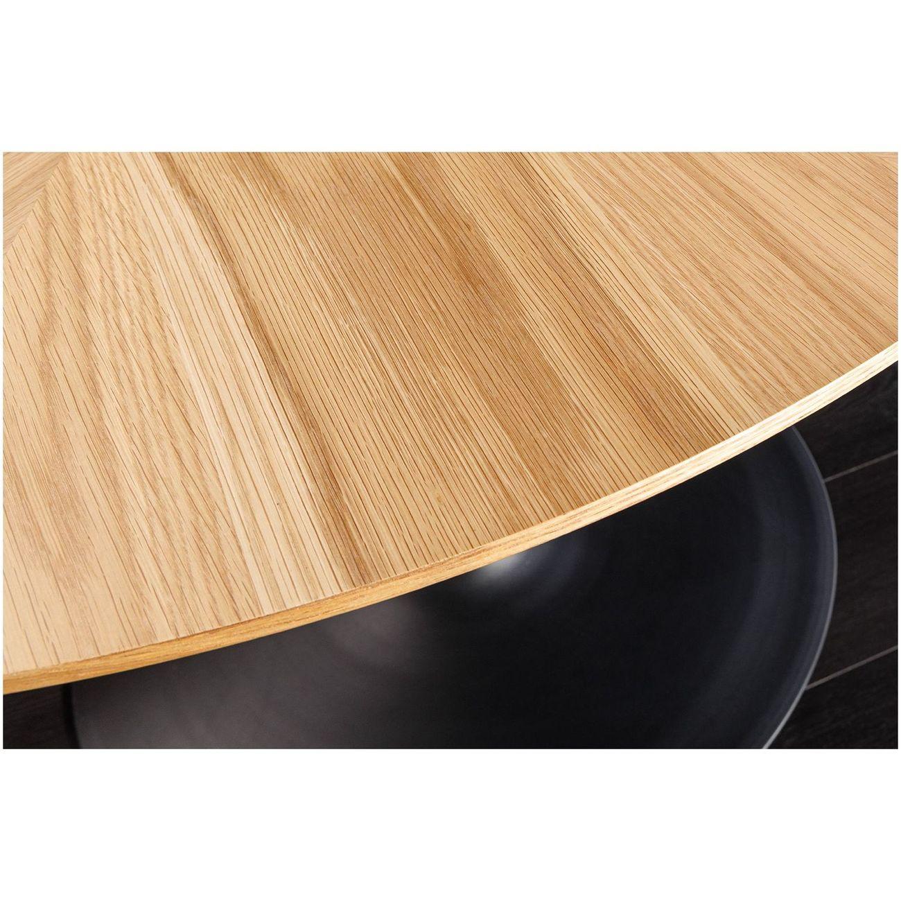 Esstisch Barcelona Studio Eichenholzfurnier natur Säulenfuss Metall schwarz 120x120