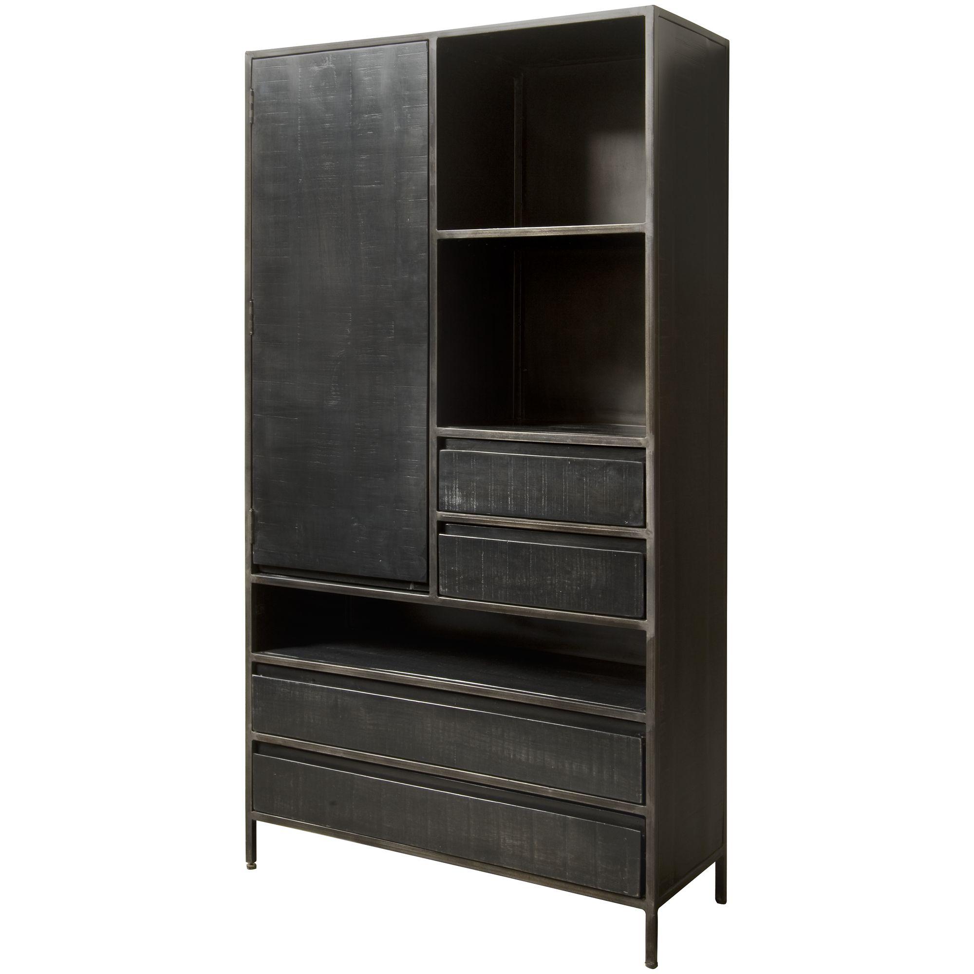Standregal Schrank Dark Wood 100x190 Mangoholz Metall