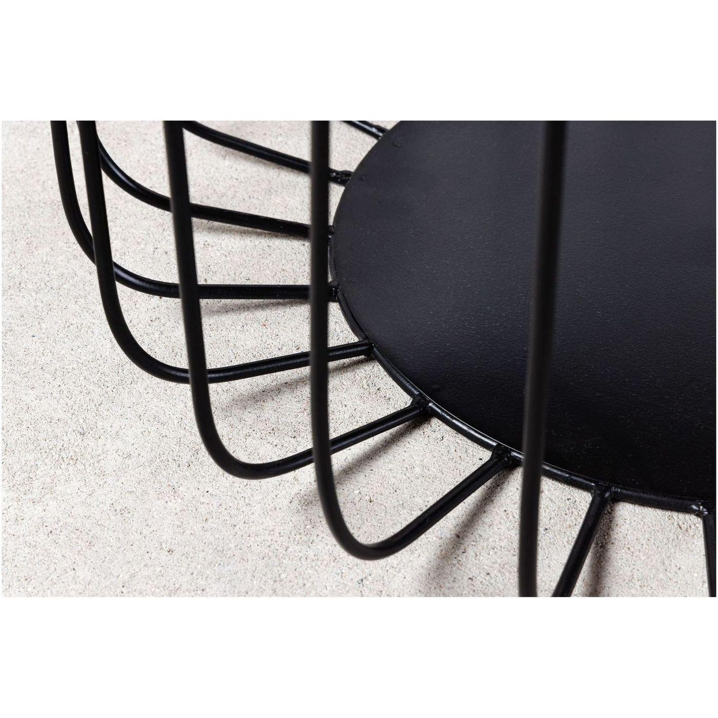 Couchtisch mit Aufbewahrungskorb Metall schwarz Mangoholz natur (2er-Set)