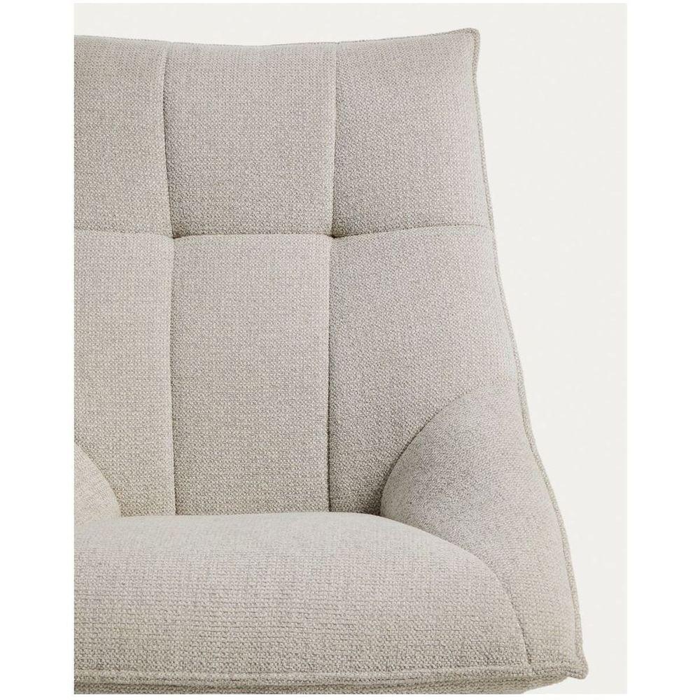 Drehsessel Dirala mit beiger Chenille und schwarz lackiertem Stahl FSC 100 %