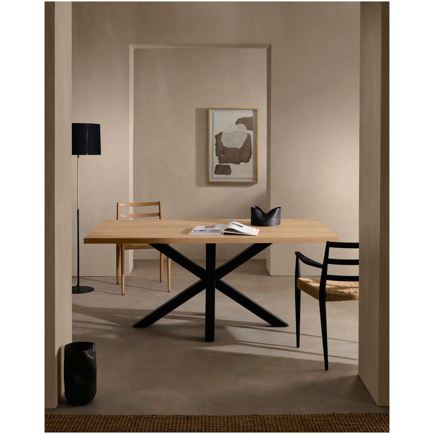 Argo Tisch 180 x 100 cm mit Melamin natur und schwarzen Stahlbeinen