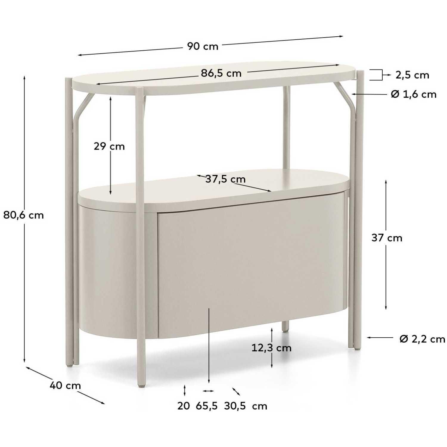 Badezimmermöbel Arely mit Stahlgestell und weiss lackiertem MDF 90x40